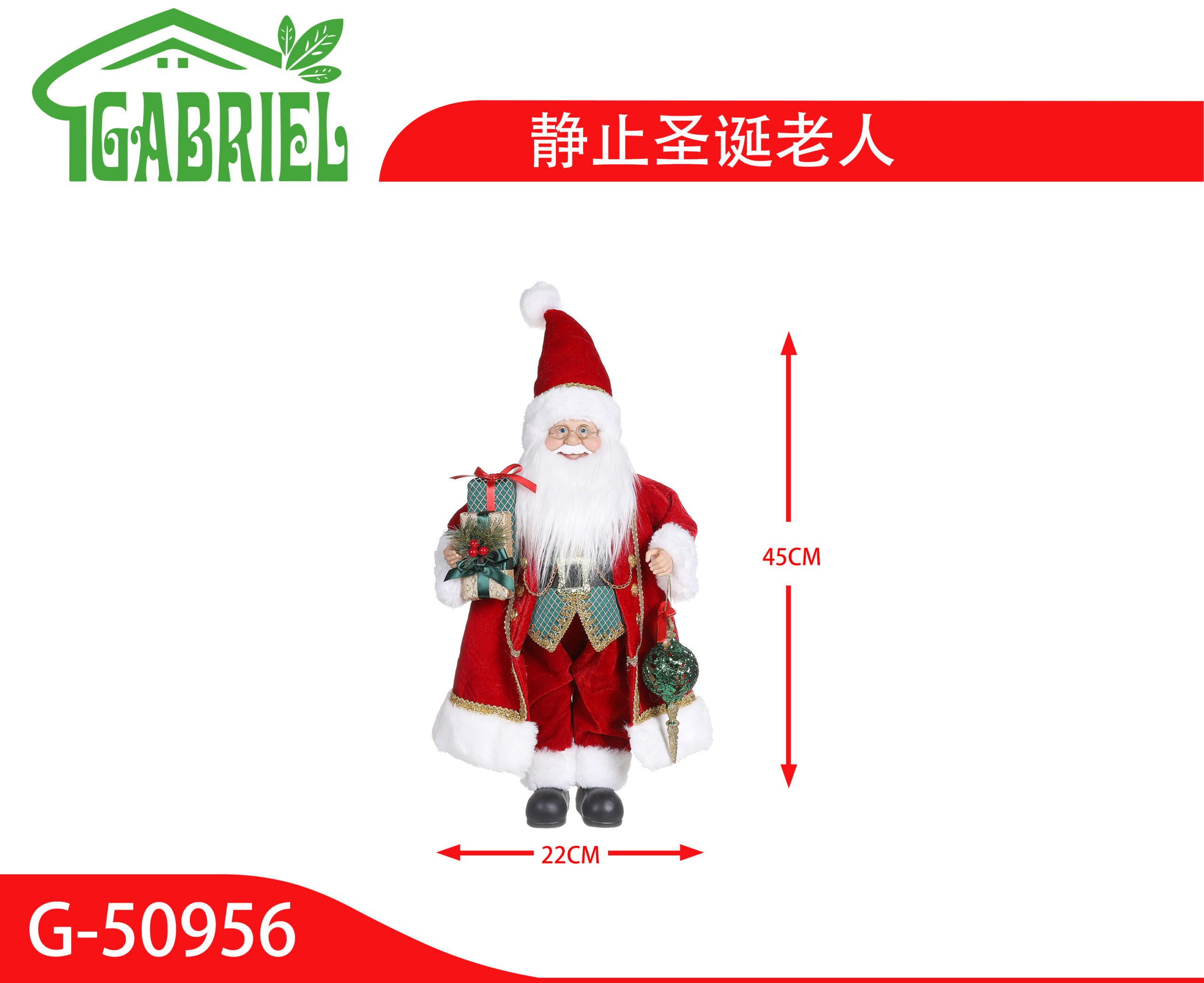 Santa Claus Figura de Navidad Adorno Decorativo 45 cm
