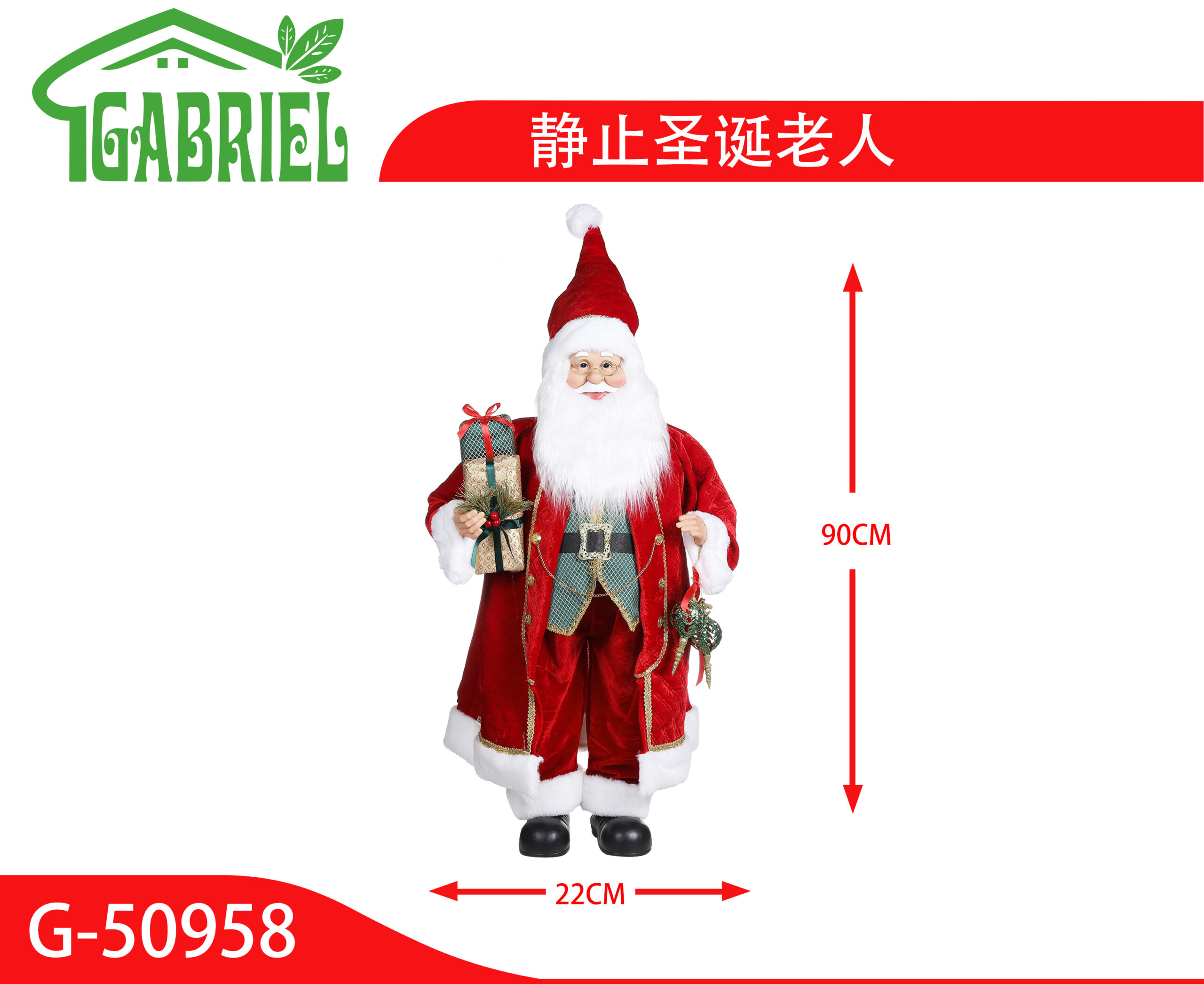 Santa Claus Figura Decorativa Navidad Adorno Festivo 90 cm