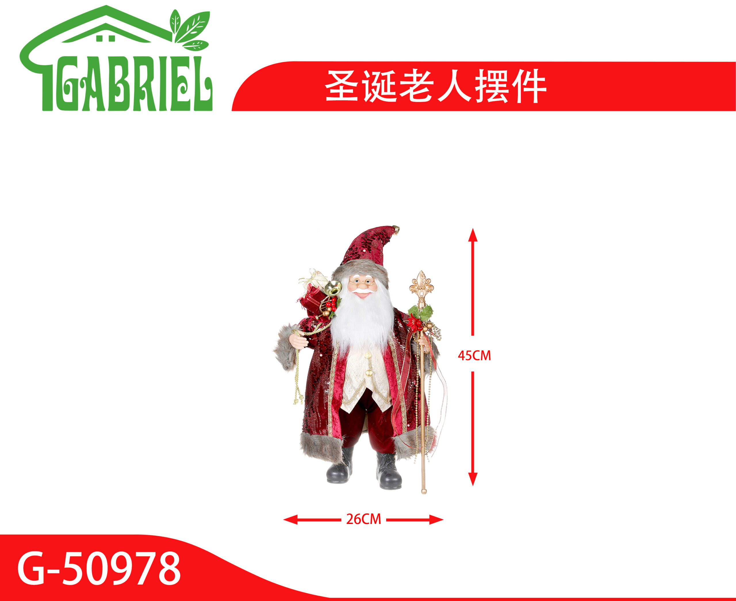Santa Claus Figura de Adorno Navidad 45 cm