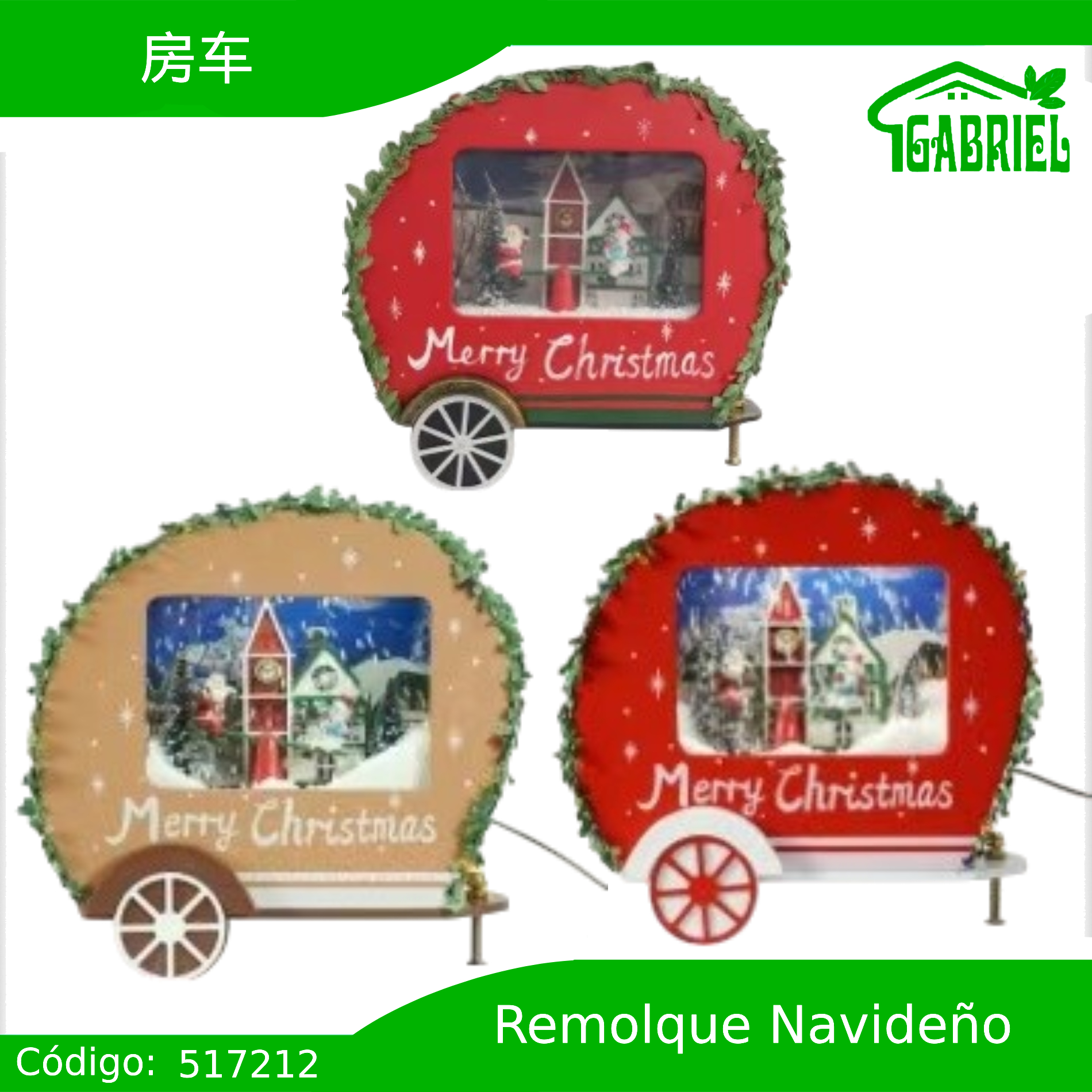 Remolque de Navidad con Decoración Interior + Fuente de Alimentación – Luces y Musica