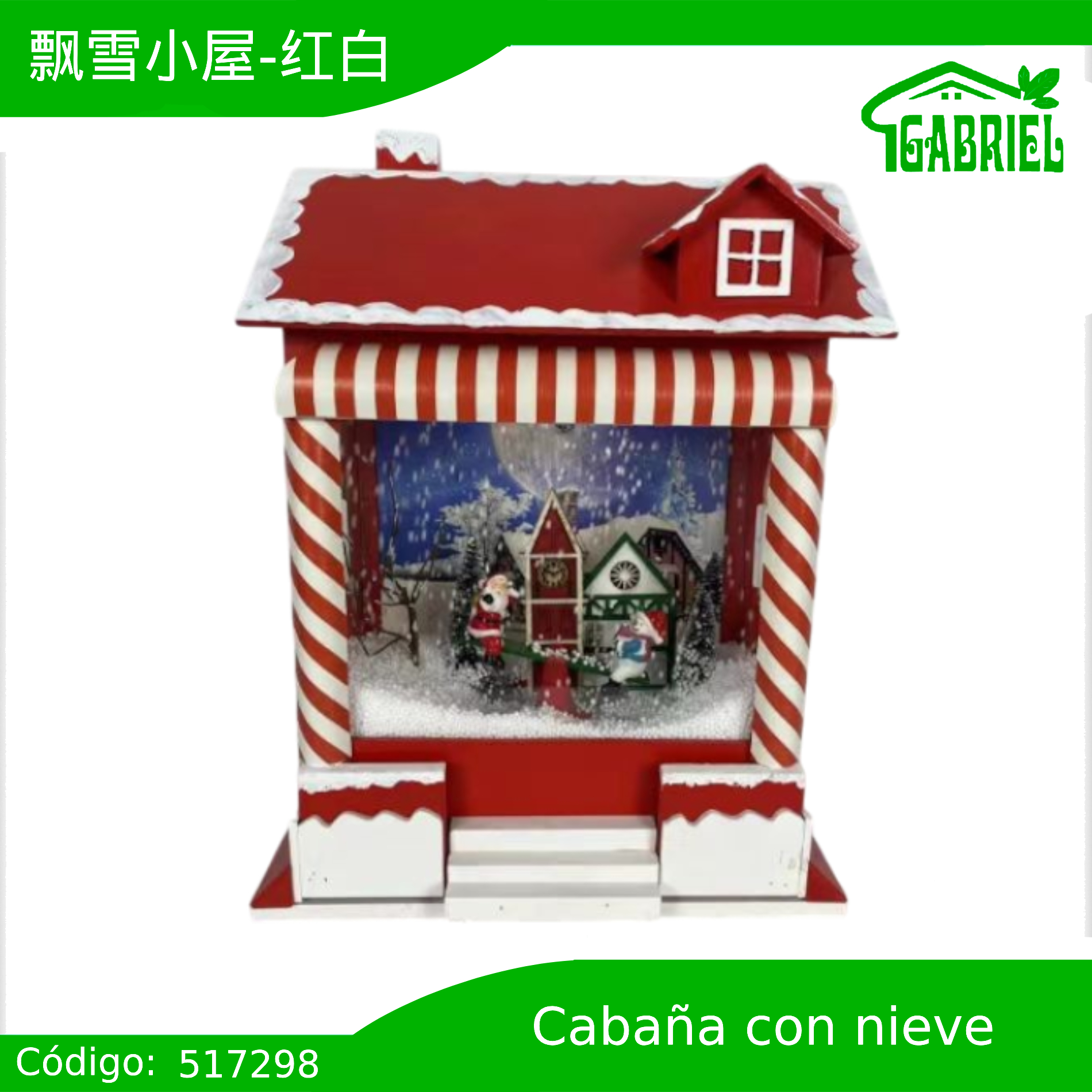 Cabaña de Navidad con Decoración Interior + Fuente de Alimentación – Luces y Musica