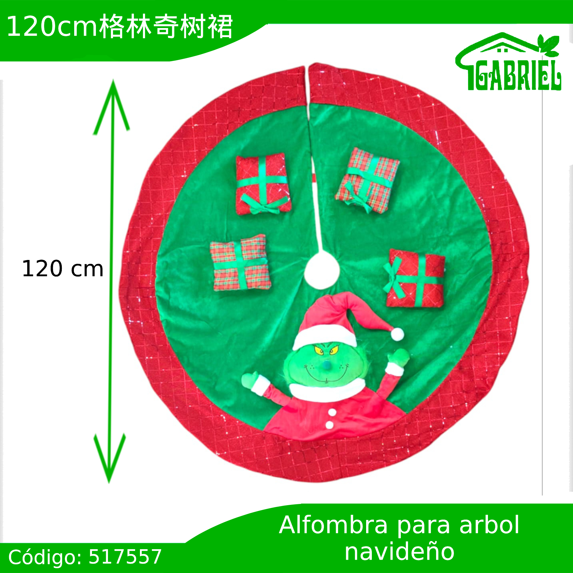 Alfombra Falda de Árbol Navideño El Grinch 120 cm