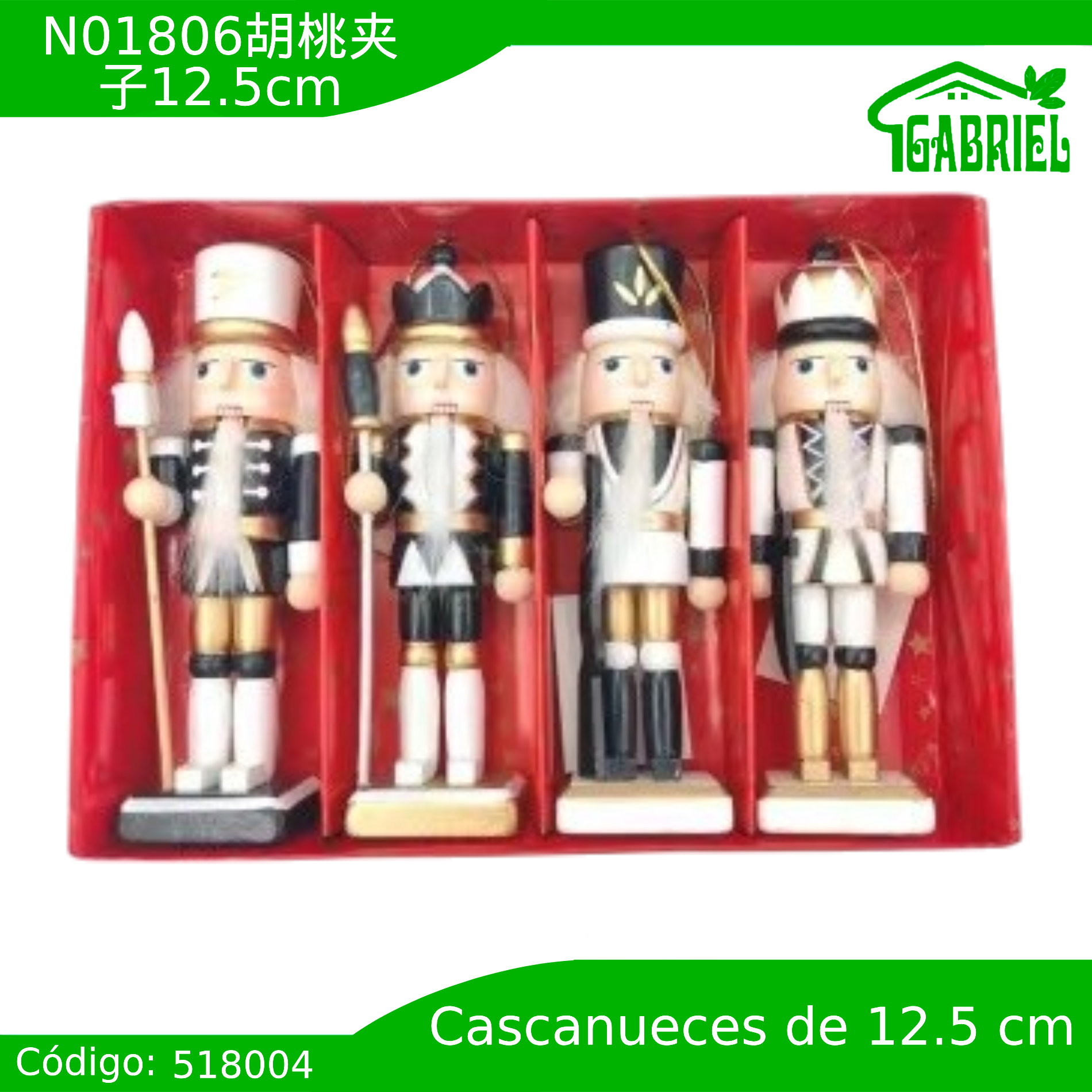 Set 4 Cascanueces Figura de Navidad Adorno Cascanueces Navideño 12.5 cm