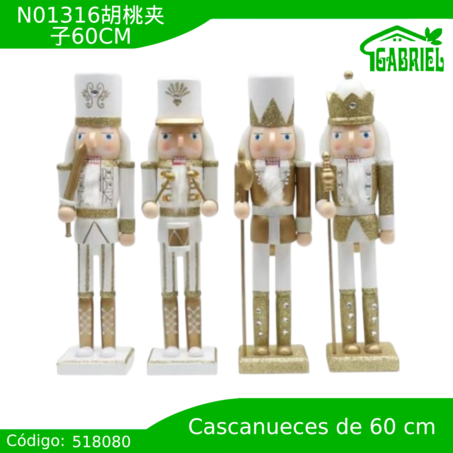 Cascanueces Figura de Navidad Adorno Cascanueces Navideño Casca nuez 60 cm