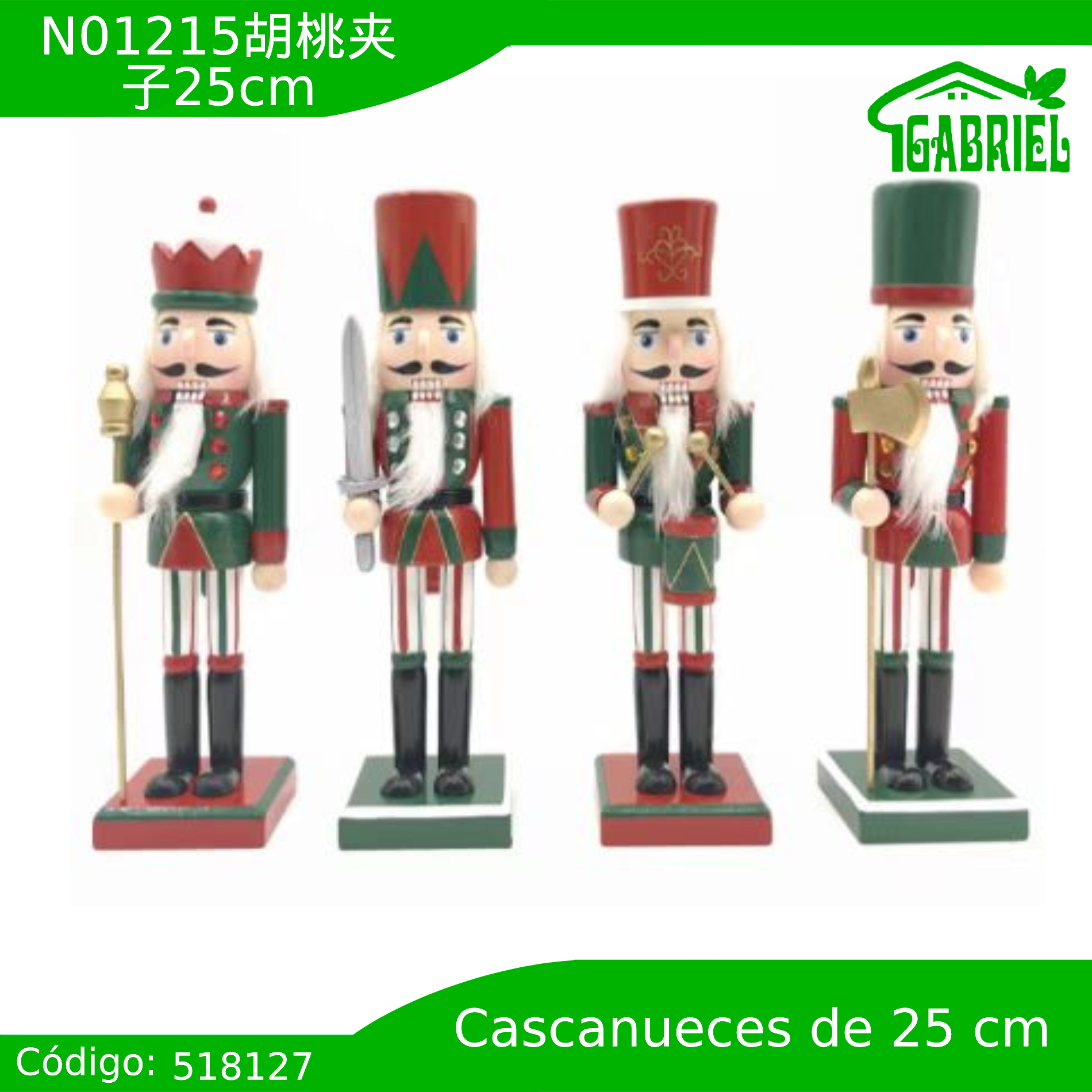 Cascanueces Figura de Navidad Adorno Cascanueces Navideño Casca nuez 25 cm