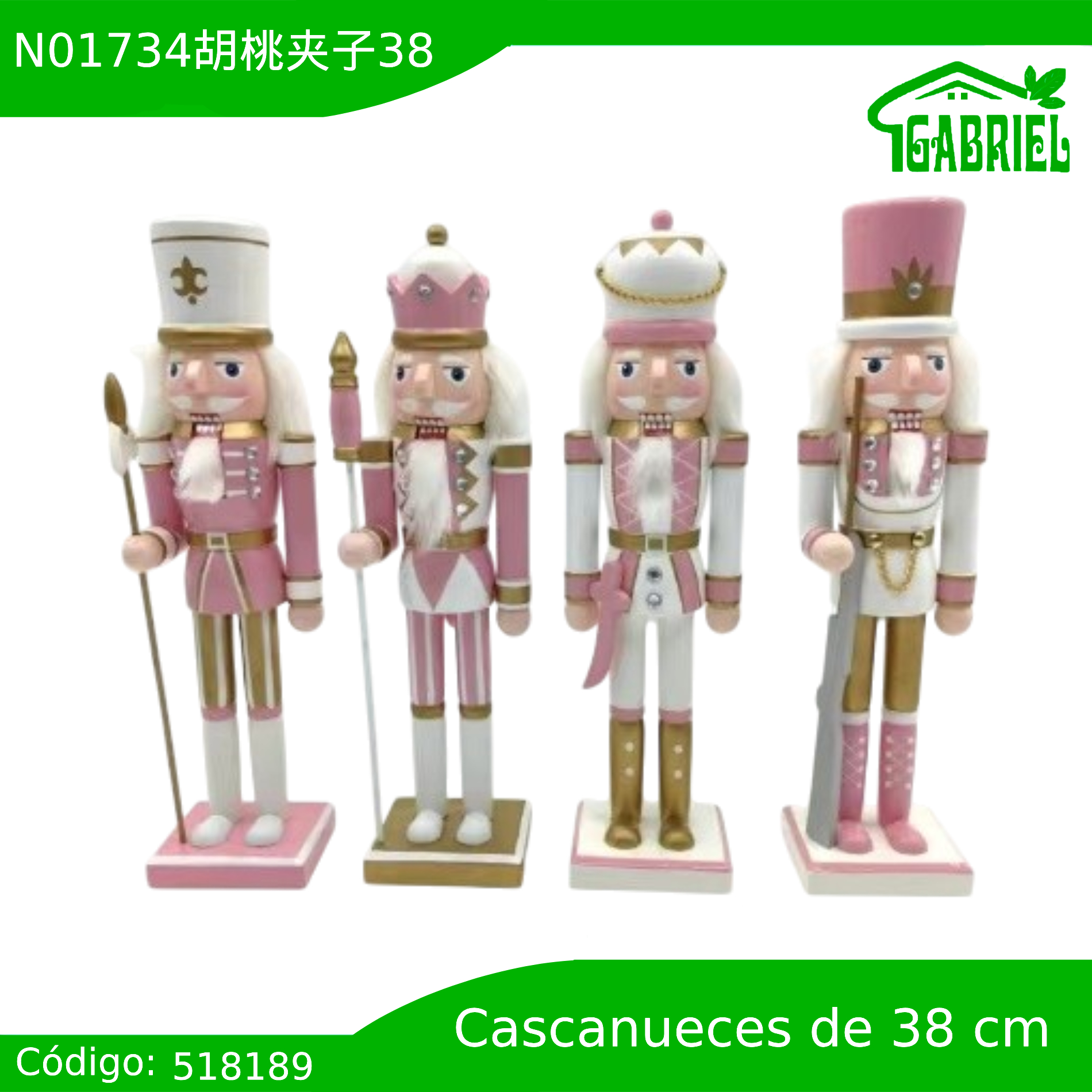 Cascanueces Figura de Navidad Adorno Cascanueces Navideño Casca nuez 38 cm