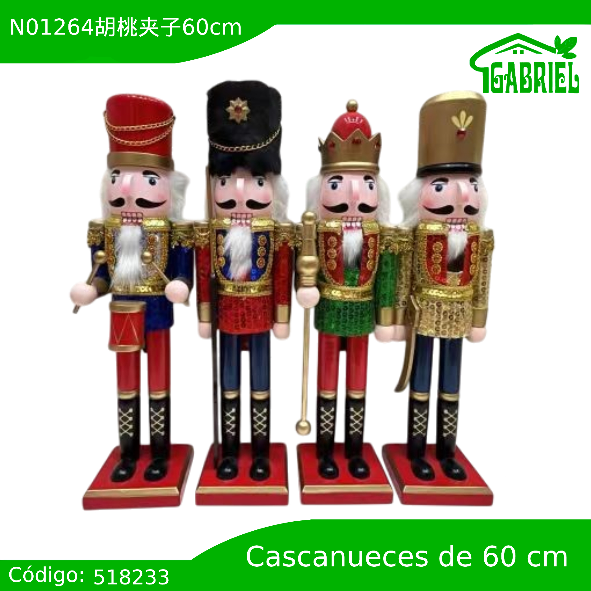 Cascanueces Figura de Navidad Adorno Cascanueces Navideño Casca nuez 60 cm