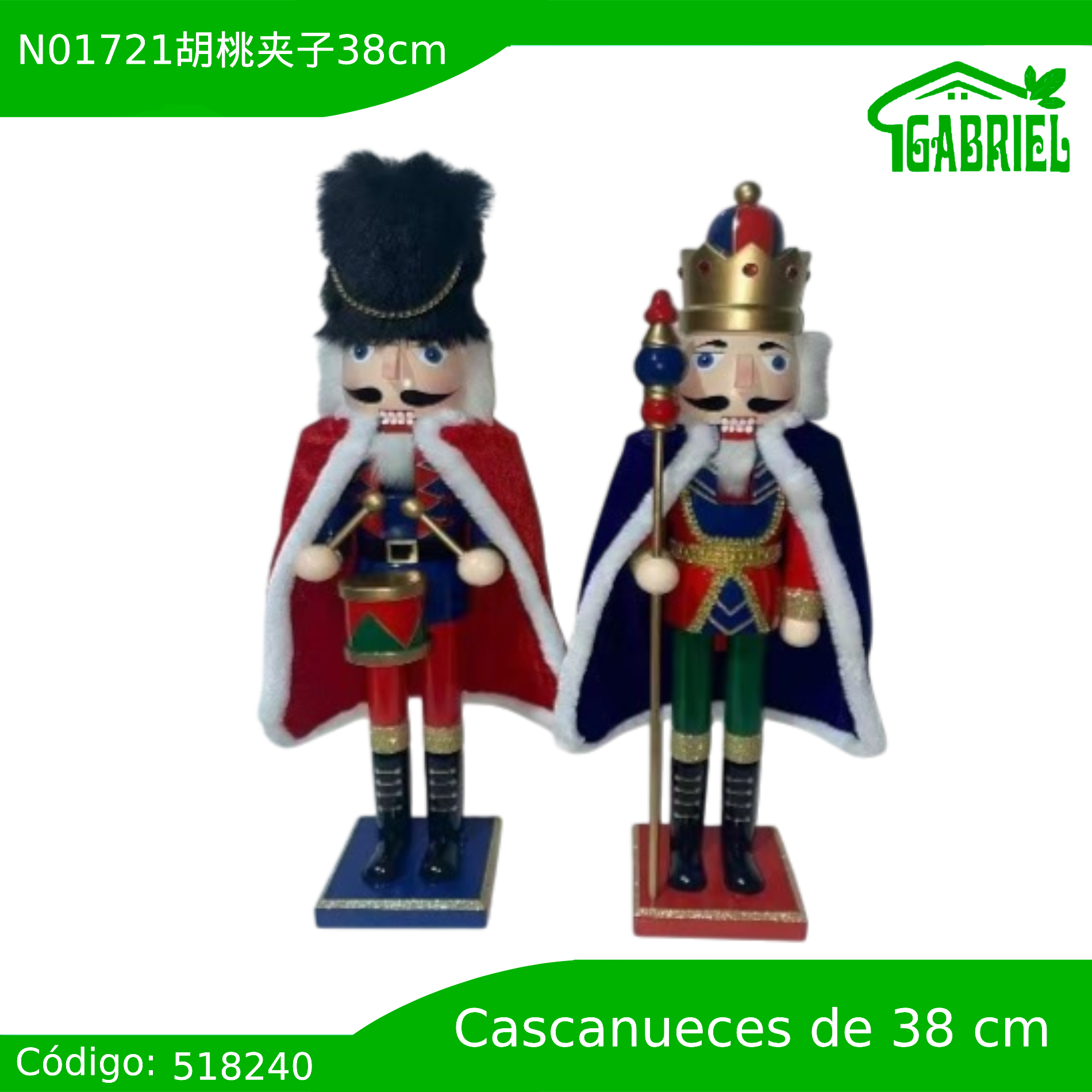 Cascanueces Figura de Navidad Adorno Cascanueces Navideño Casca nuez 38 cm