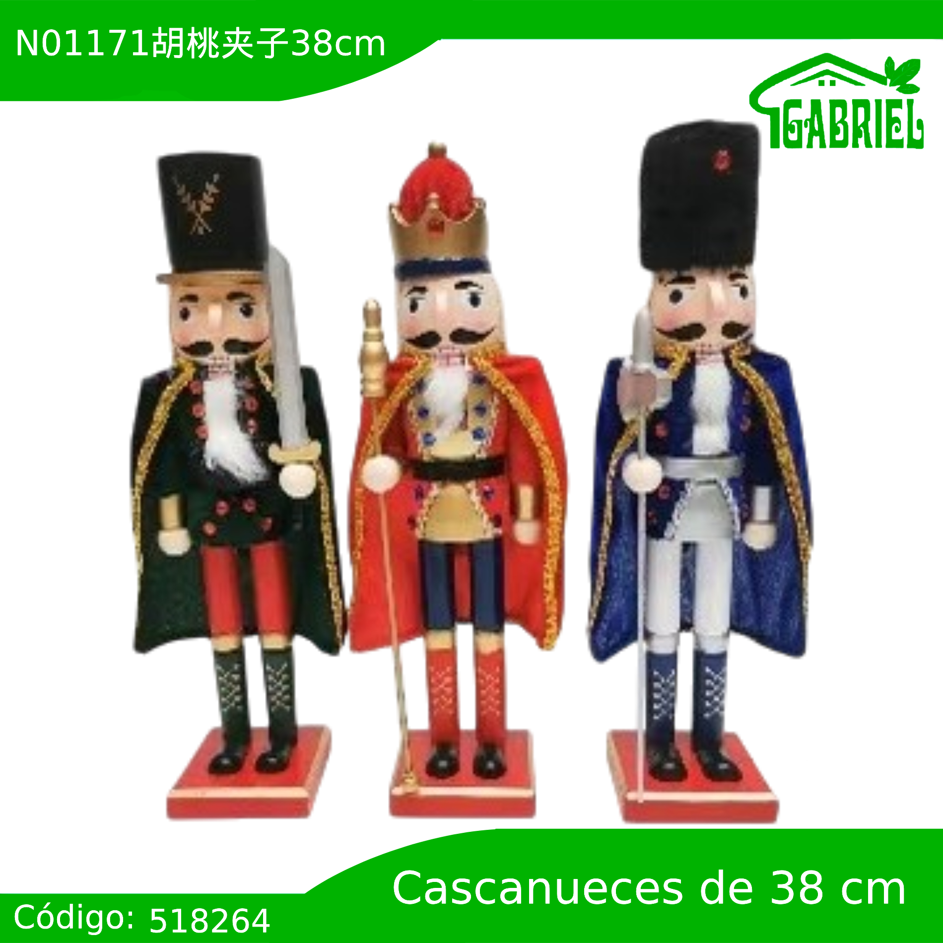 Cascanueces Figura de Navidad Adorno Cascanueces Navideño Casca nuez 38 cm