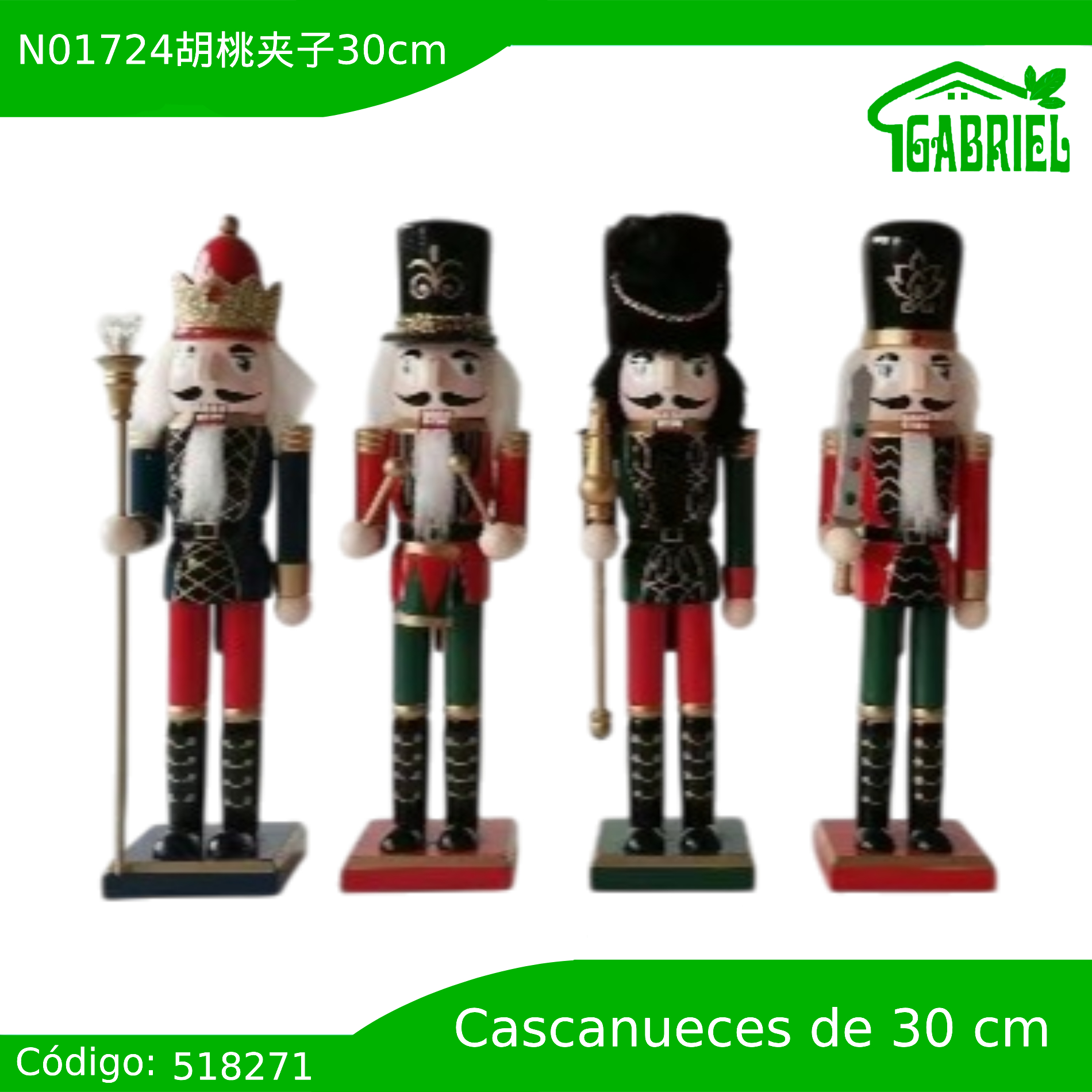 Cascanueces Figura de Navidad Adorno Cascanueces Navideño Casca nuez 30 cm