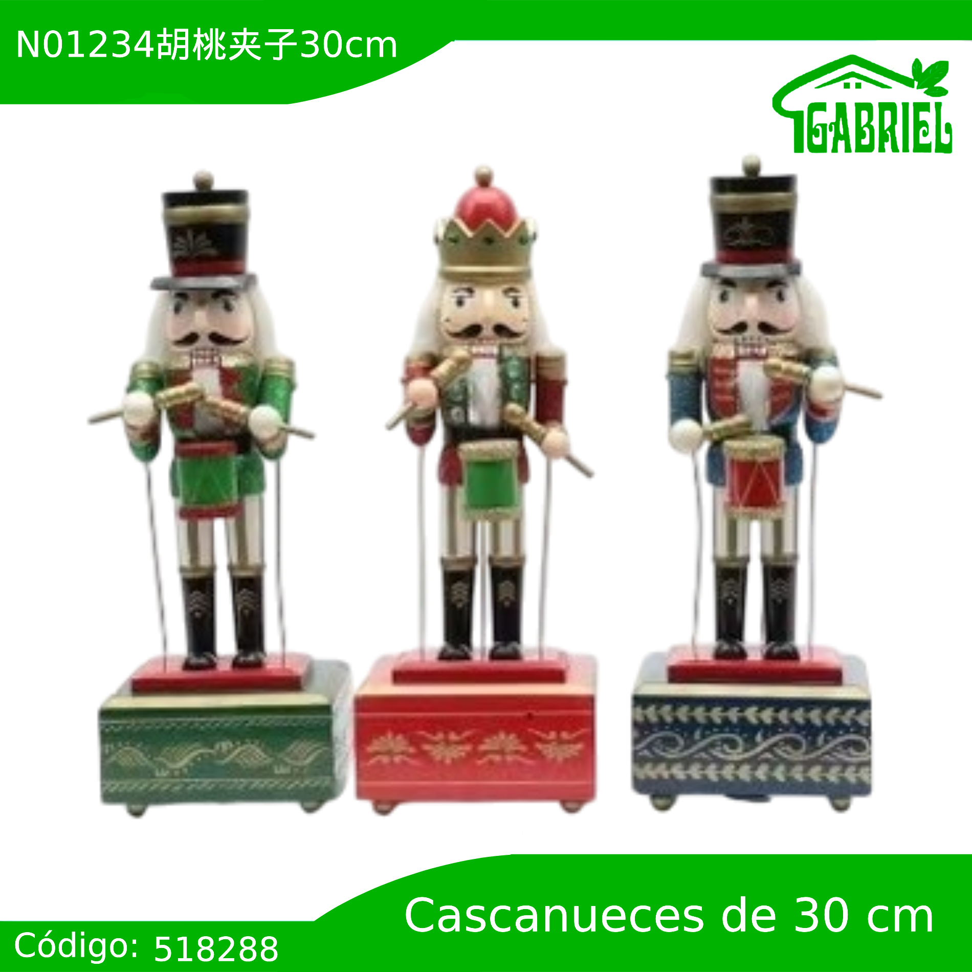 Cascanueces Figura de Navidad Adorno Musical 30 cm