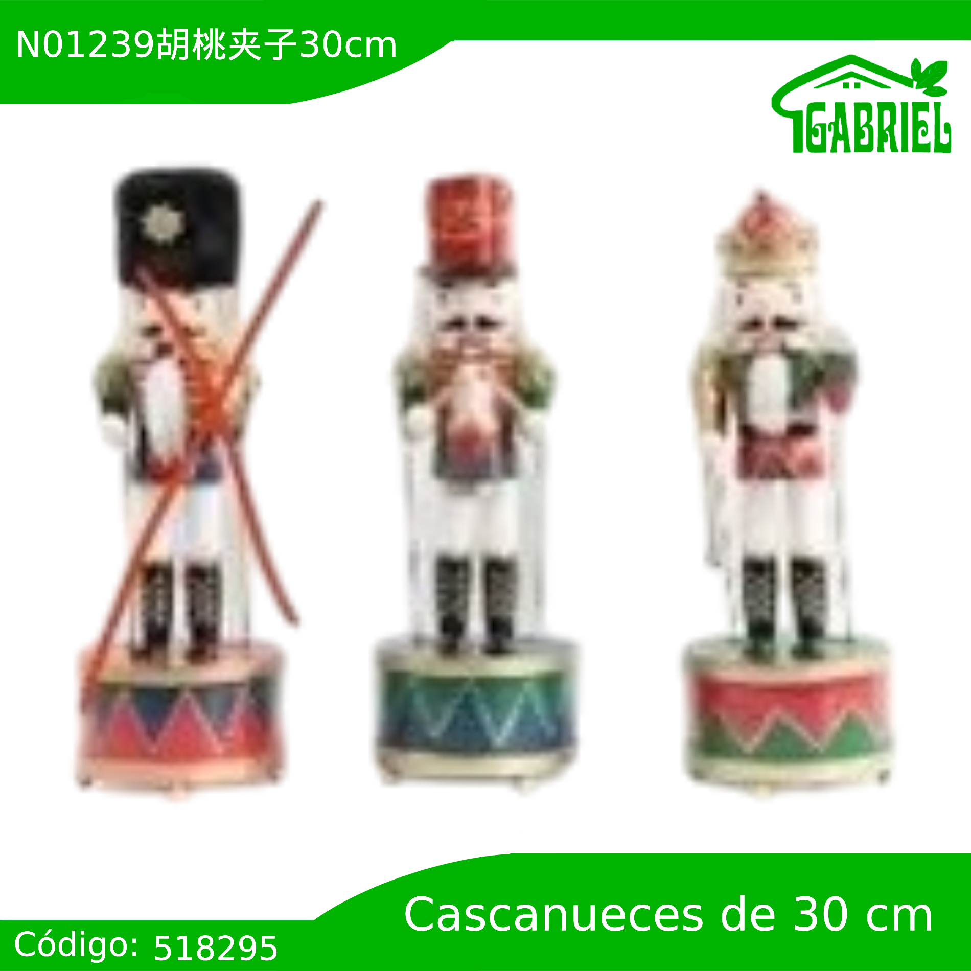 Cascanueces Figura de Navidad Adorno Musical 30 cm