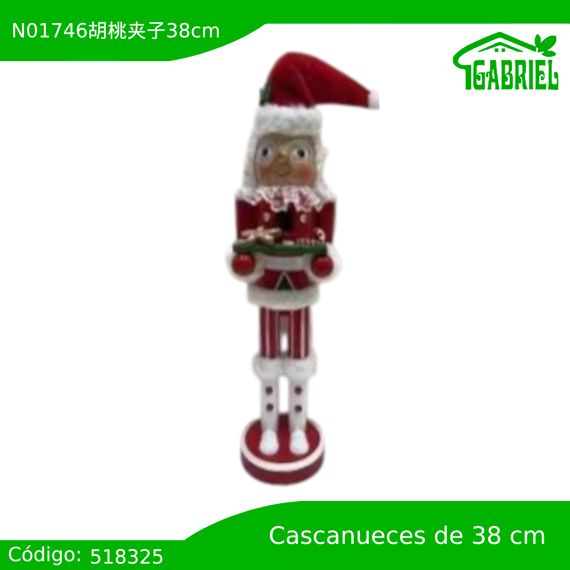 Cascanueces Figura de Navidad Adorno Cascanueces Navideño Casca nuez 38 cm