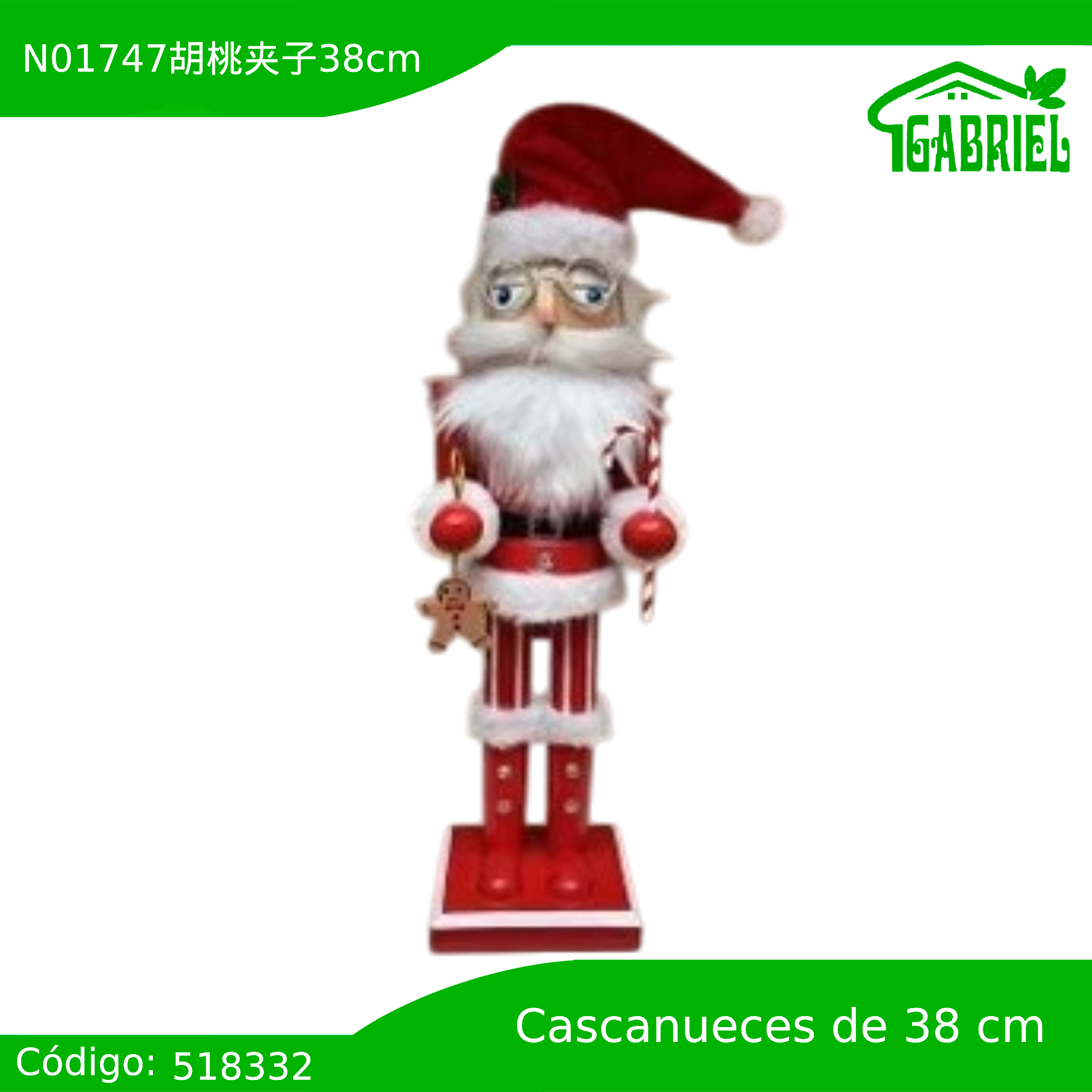 Cascanueces Figura de Navidad Adorno Cascanueces Navideño Casca nuez 38 cm