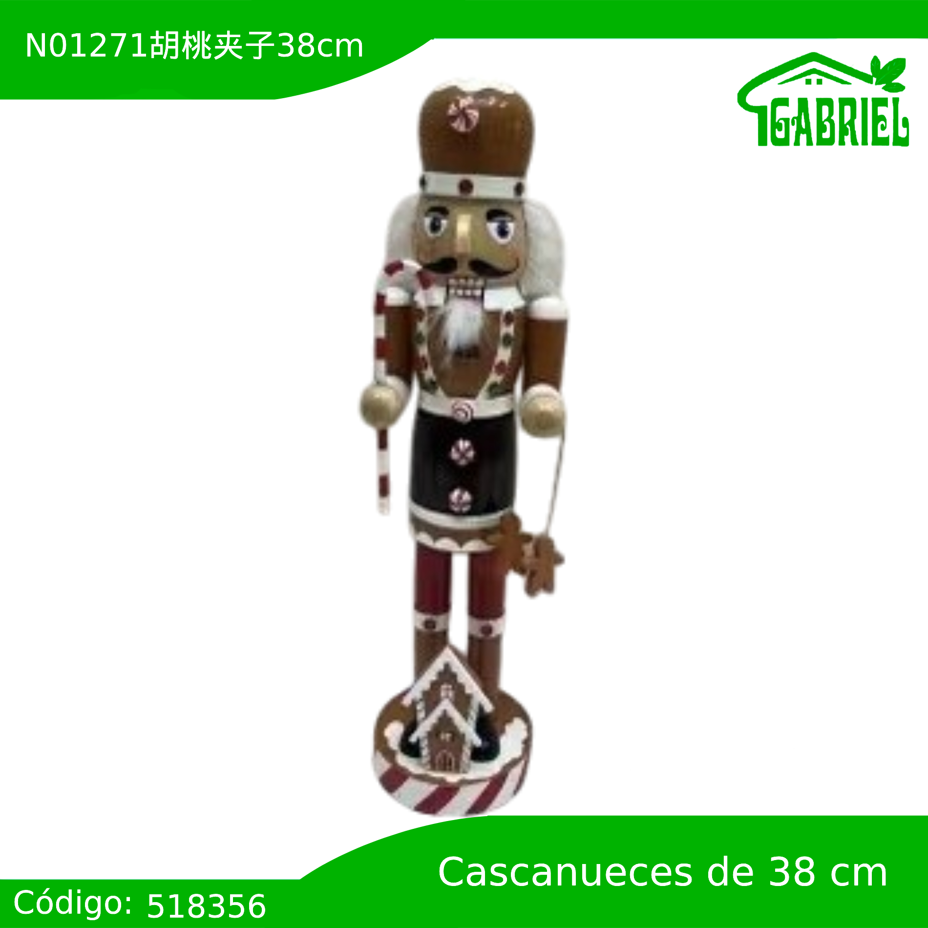 Cascanueces Figura de Navidad Adorno Cascanueces Navideño Casca nuez 38 cm