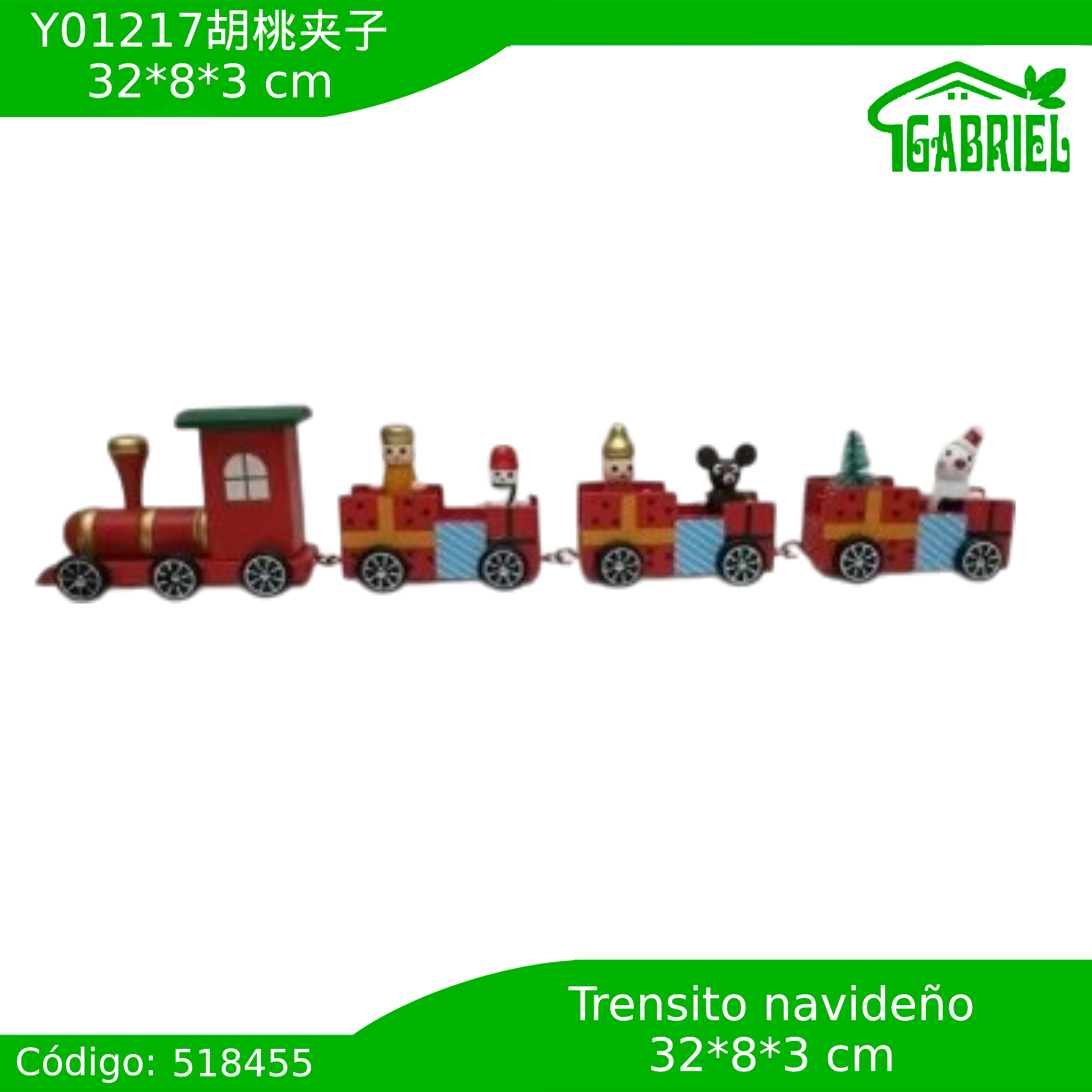 Tren Navideño Decoración 32x8x3 cm