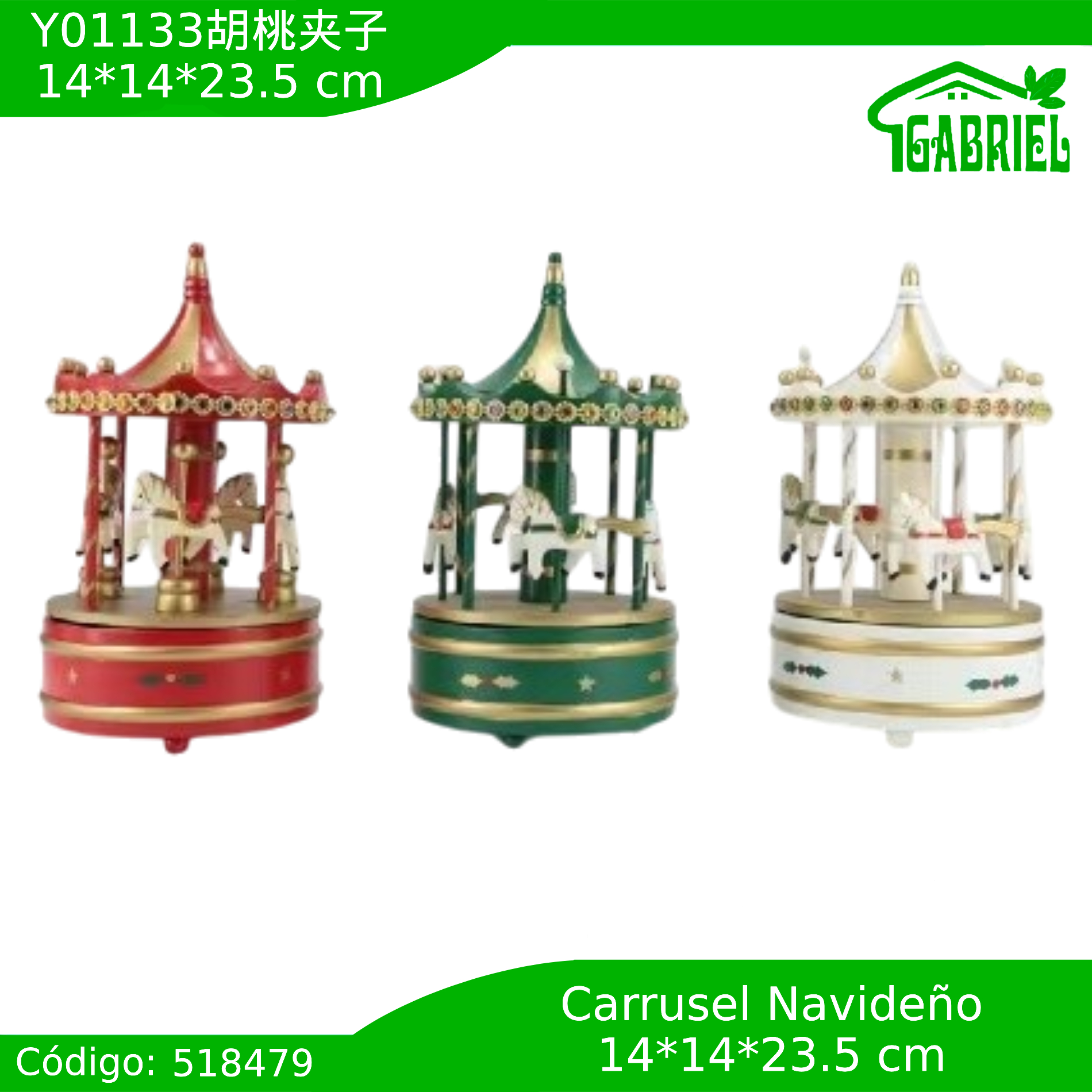 Carrusel de Navidad Decoración 14x14x23.5 cm