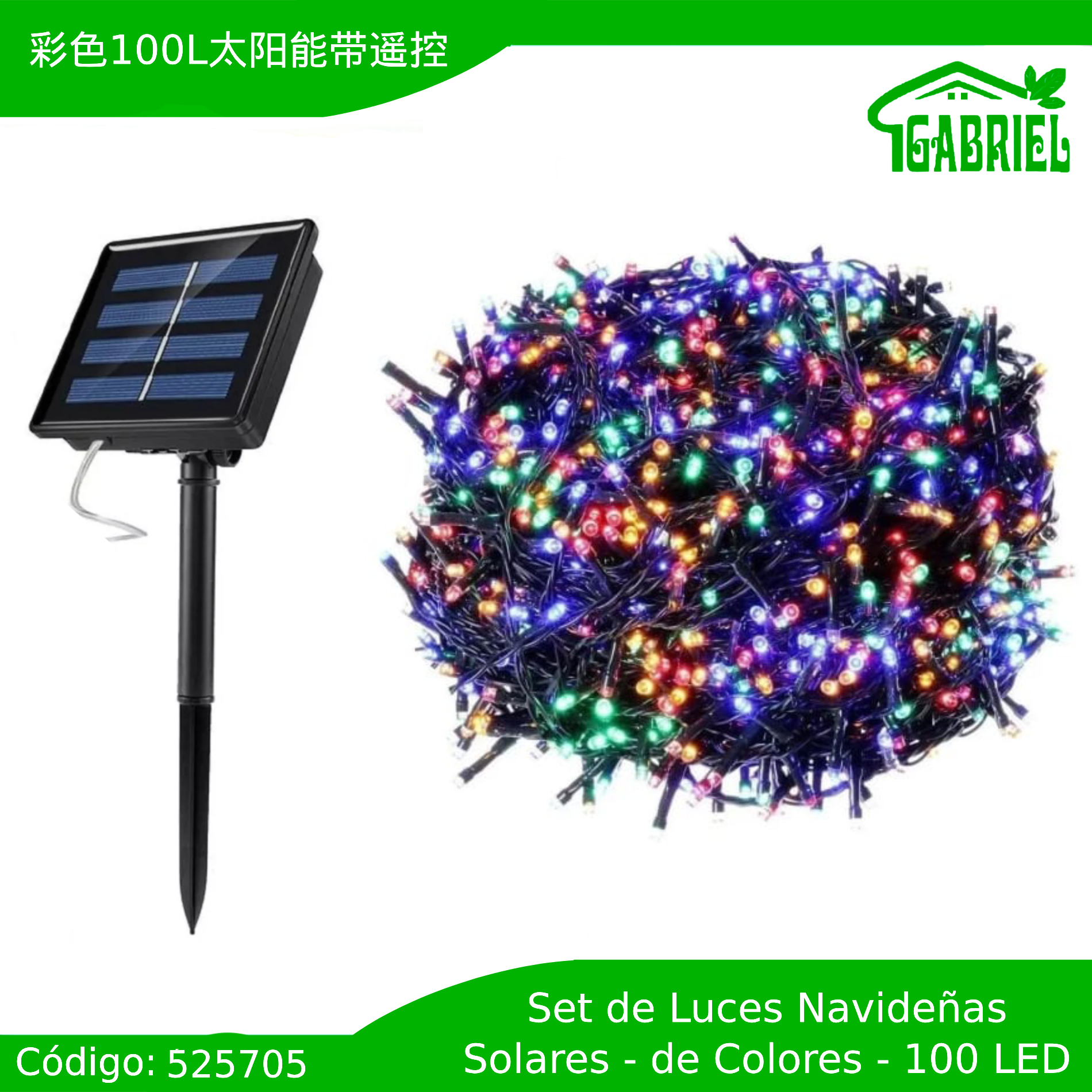 Set de 100 Luces LED Solares para Navidad – Luces de Colores