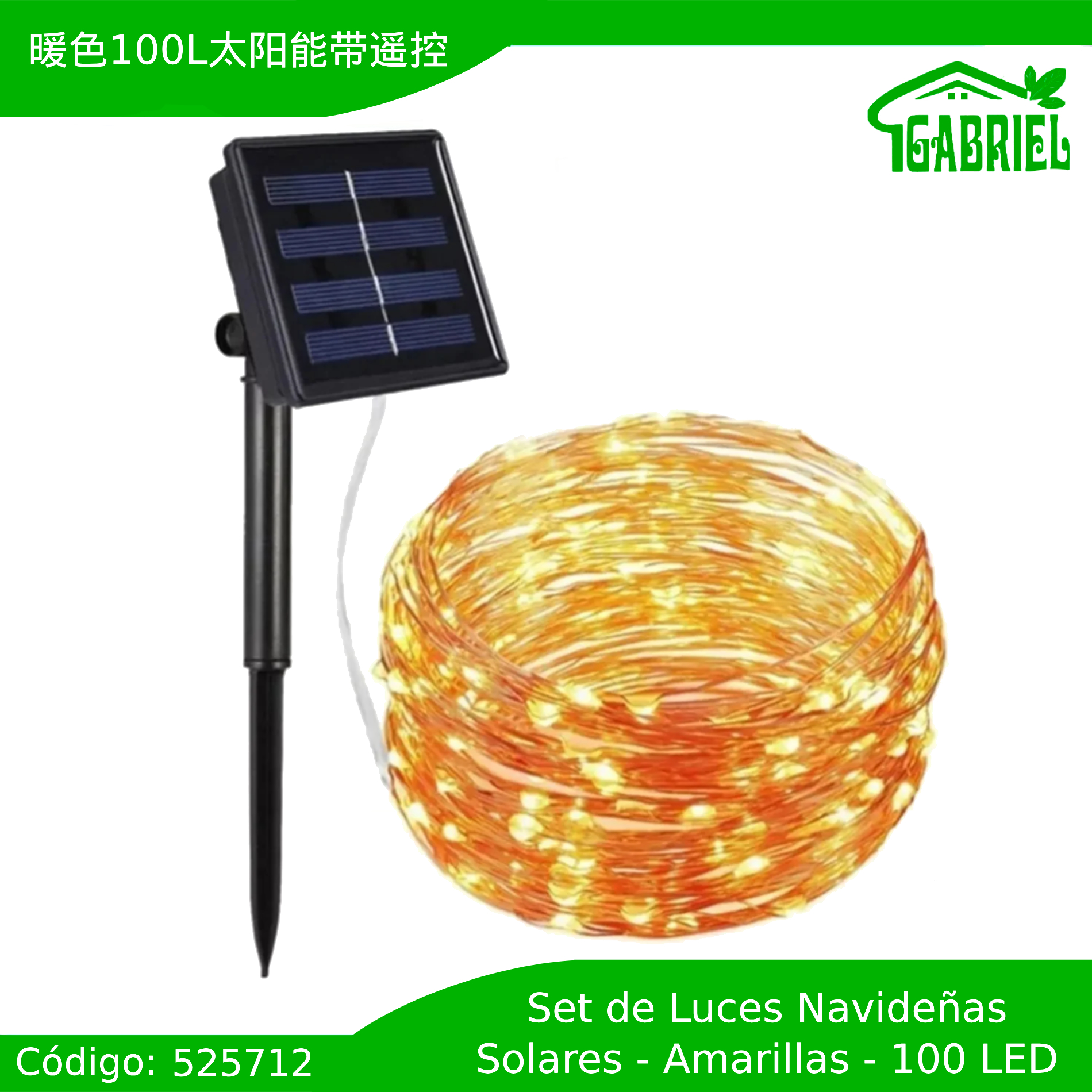 Set de 100 Luces LED Solares para Navidad – Luces Cálidas