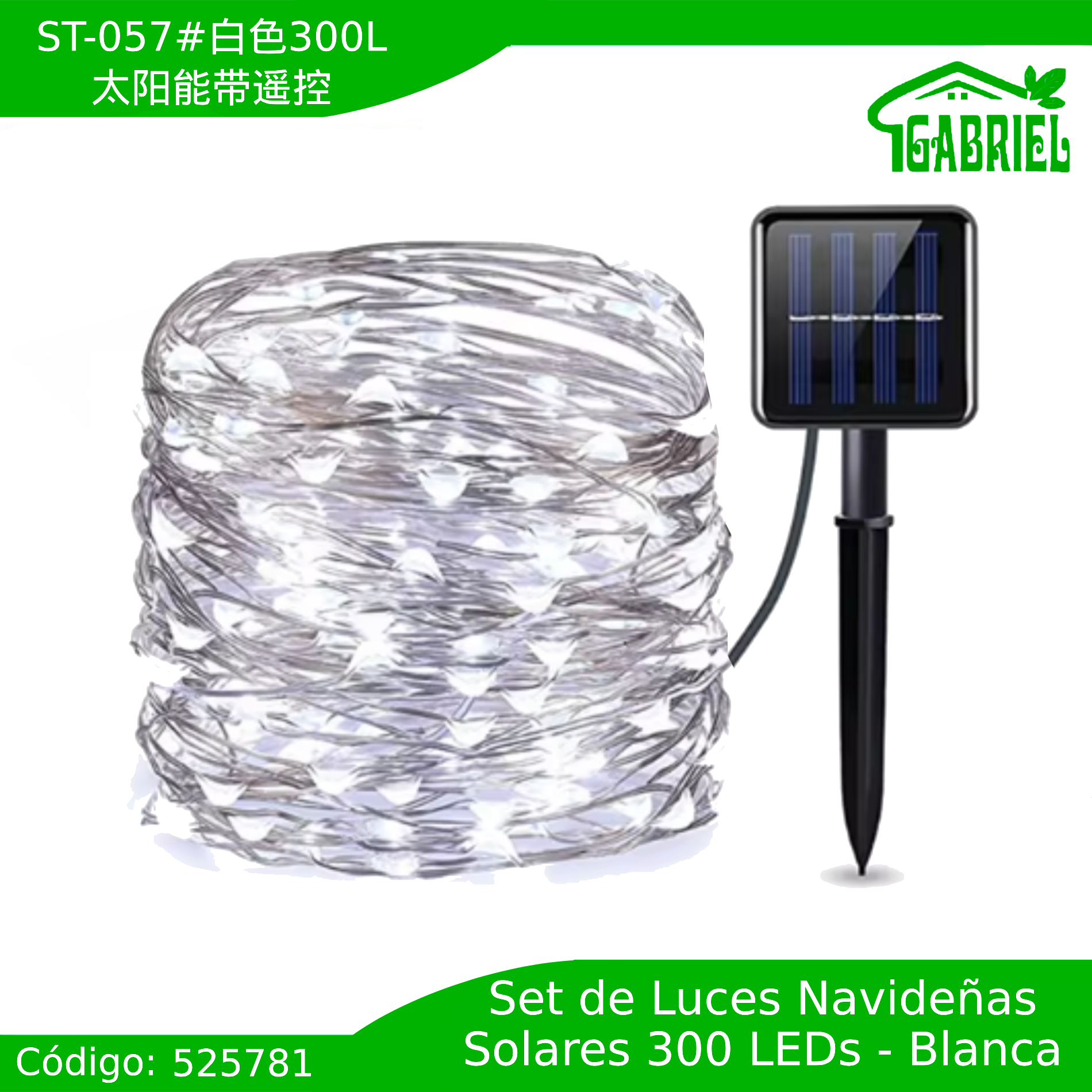 Set de 300 Luces LED Solares para Navidad – Luces Blancas