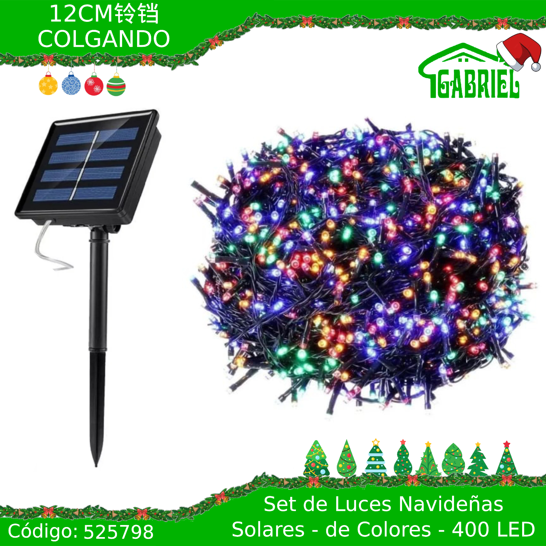 Set de 400 Luces LED Solares para Navidad – Luces de Colores