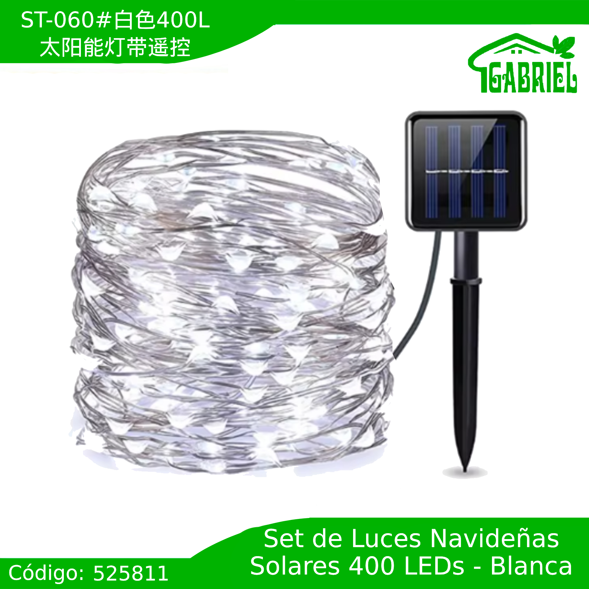 Set de 400 Luces LED Solares para Navidad – Luces Blancas