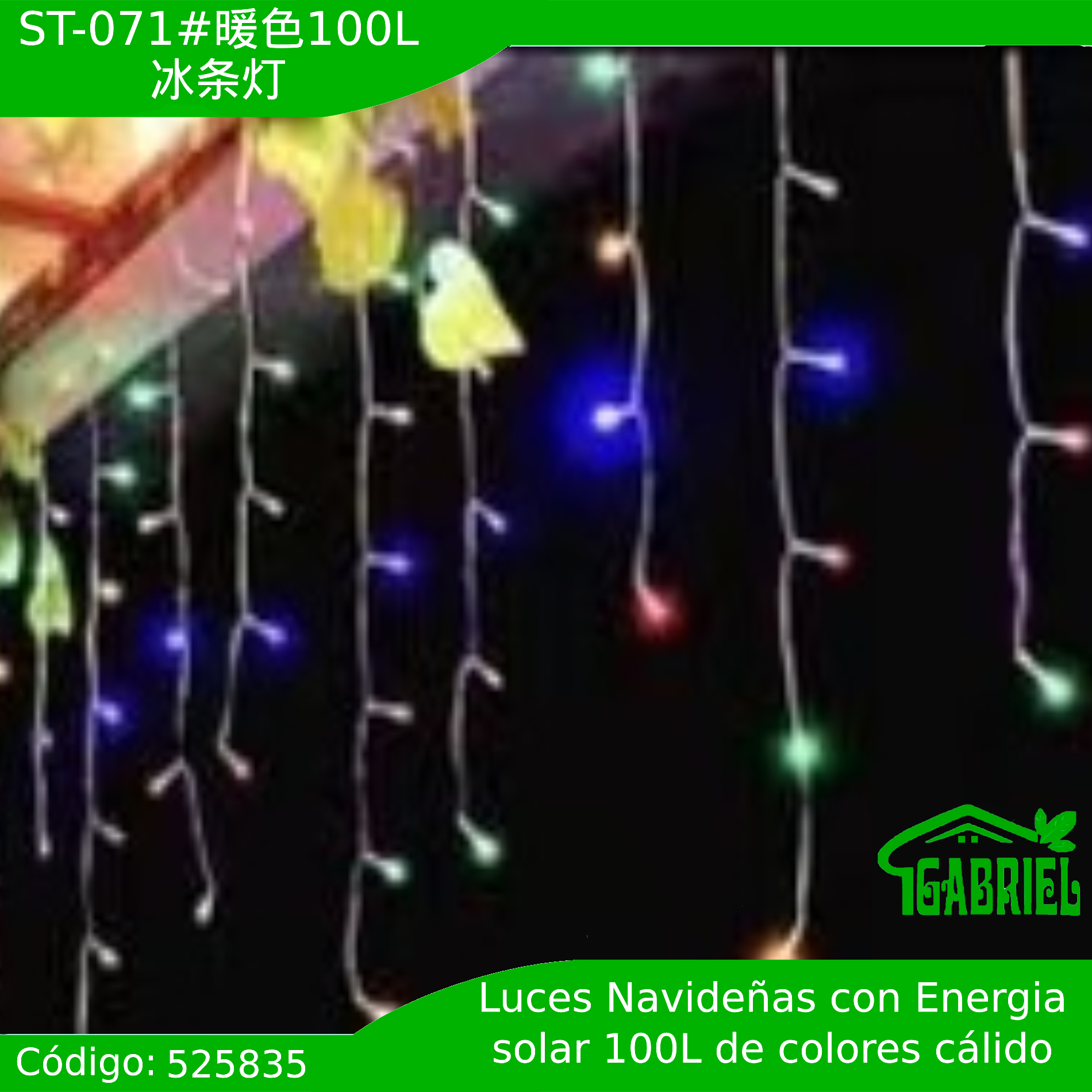 Luces Cascada de 100 LED de Tono cálido con Energía solar.