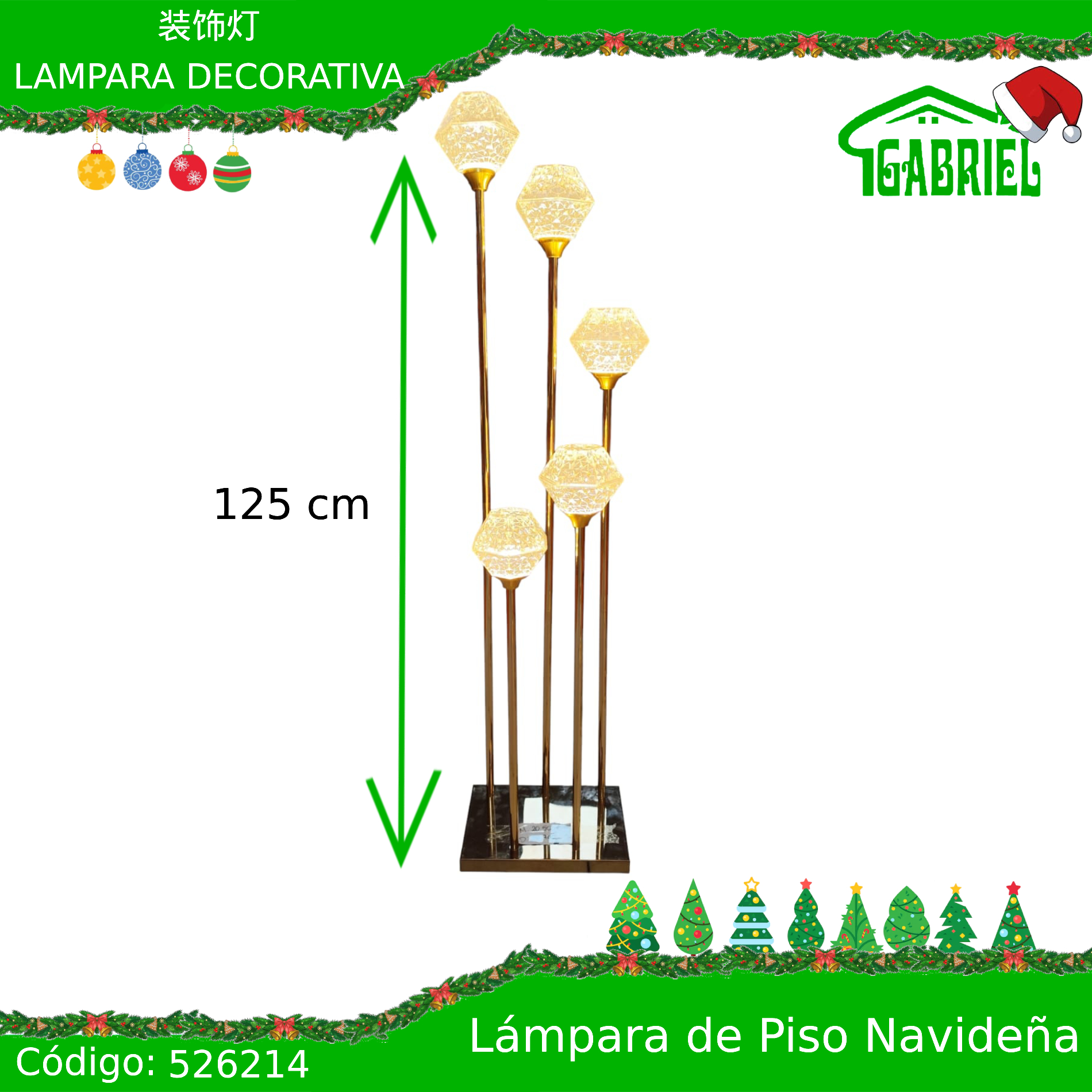 Lámpara de Piso Decorativa con Forma de Diamantes 125 cm