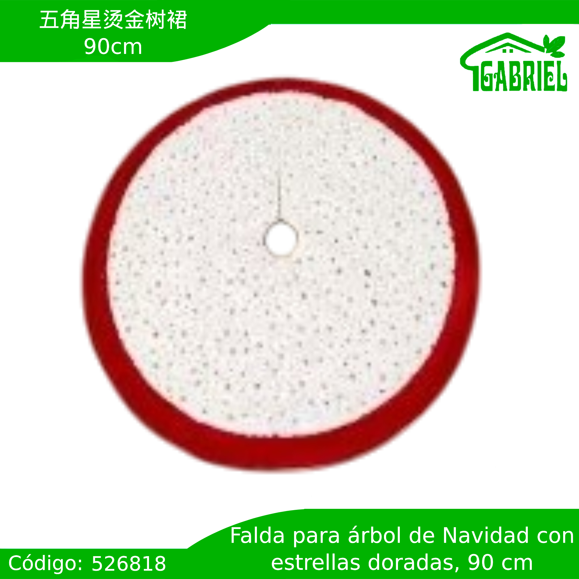 Alfombra Falda de Árbol de Navidad con Diseño de Estrellas Doradas 90cm