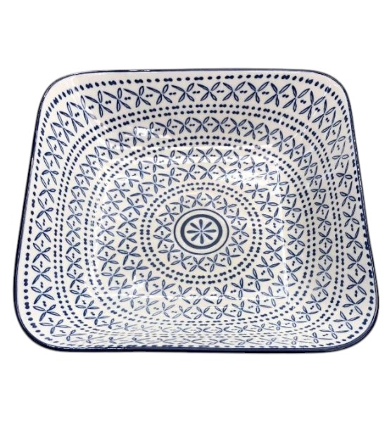 Plato Cuadrado de Cerámica Azul Estilo Árabe – 20×5 cm