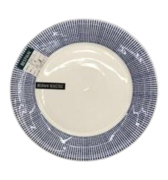 Plato de Porcelana con Borde Azul – 29 cm
