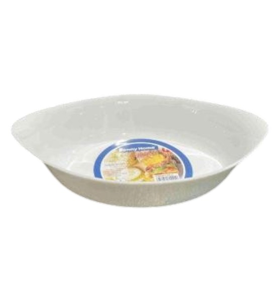 Fuente Ovalada de Cerámica Blanca – 22×5 cm
