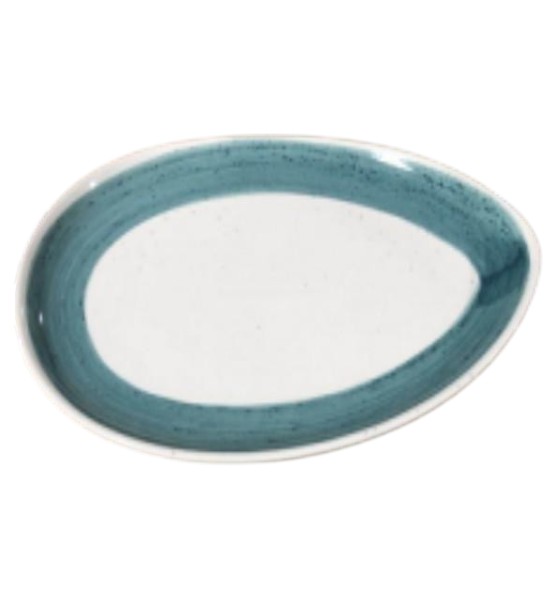 Plato de Porcelana Blanco con celeste – Diseño Clásico y Resistente