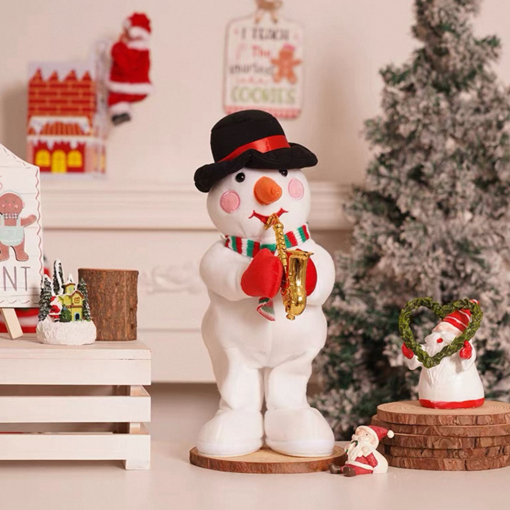 Muñeco Navideño Interactivo 30 cm – Muñeco de Nieve o Reno que Repite la Voz con Música, 2 Modelos Surtidos