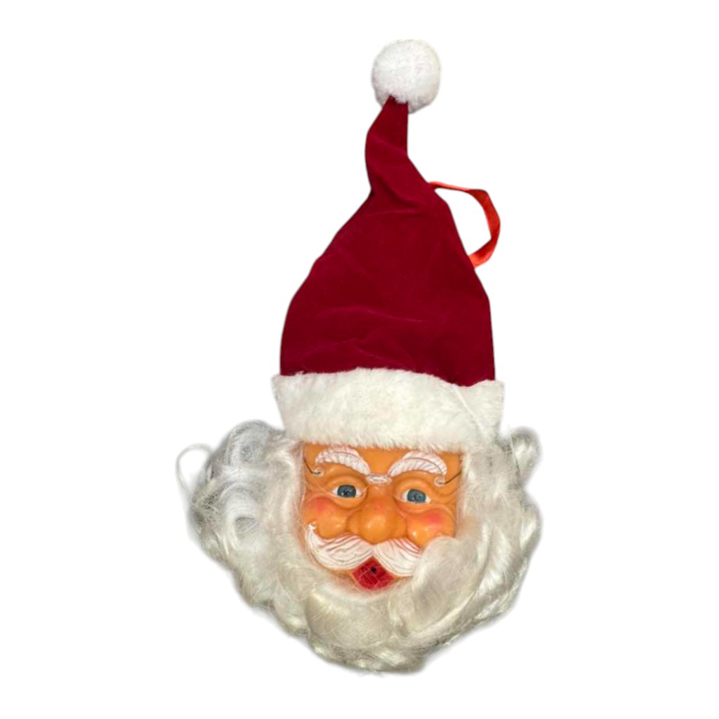 Muñeco Navideño Colgante – Cabeza de Viejo Pascuero con Gorro y Barba, Adorno con Luz