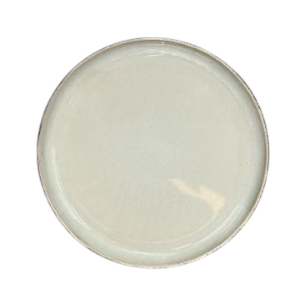 Plato de Porcelana 21×2 cm – Vajilla Beige con Borde Vintage