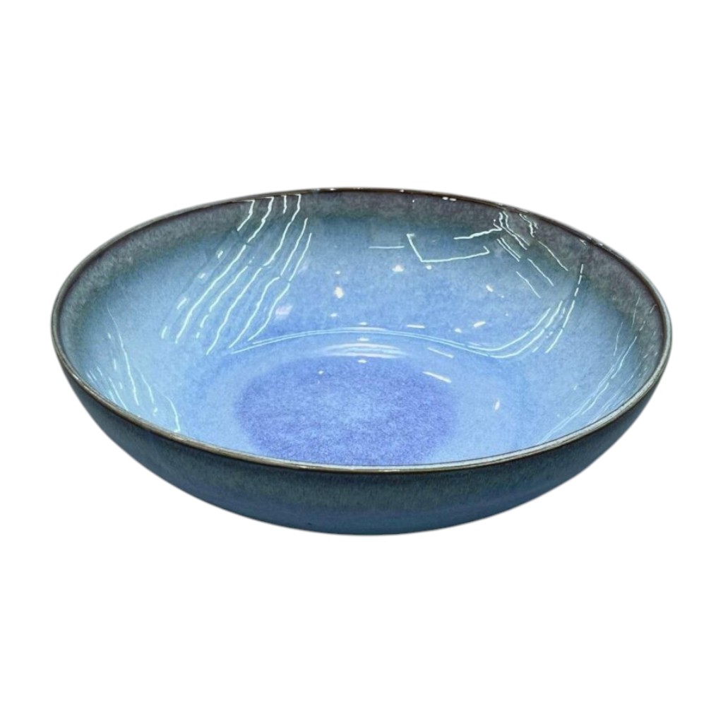 Plato Hondo de Porcelana 22×6 cm – Azul Degradado