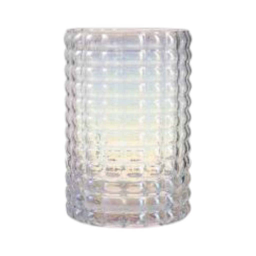 Set de 2 Vasos de Vidrio Texturizados (13×8 cm) – Iridiscente