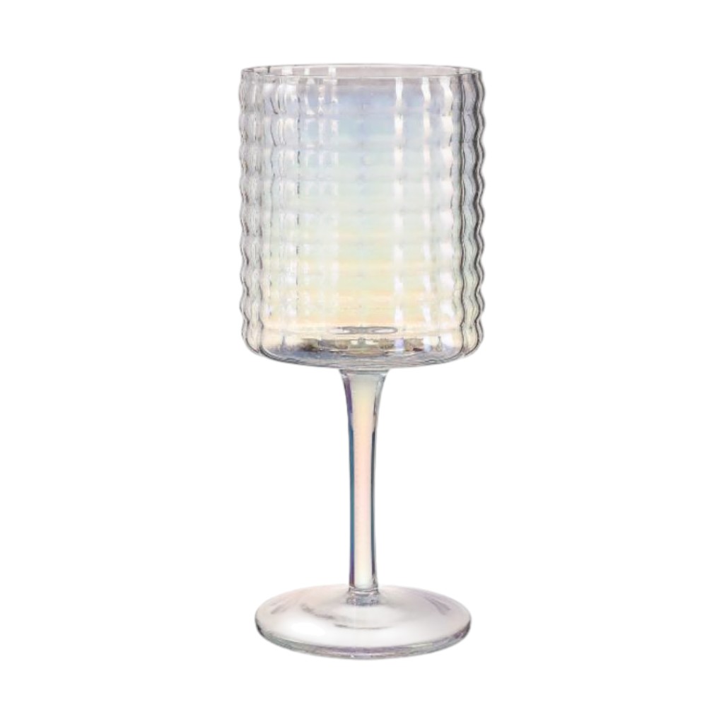 Set de 2 Copas de Vidrio Texturizadas (19×8 cm) – Iridiscente