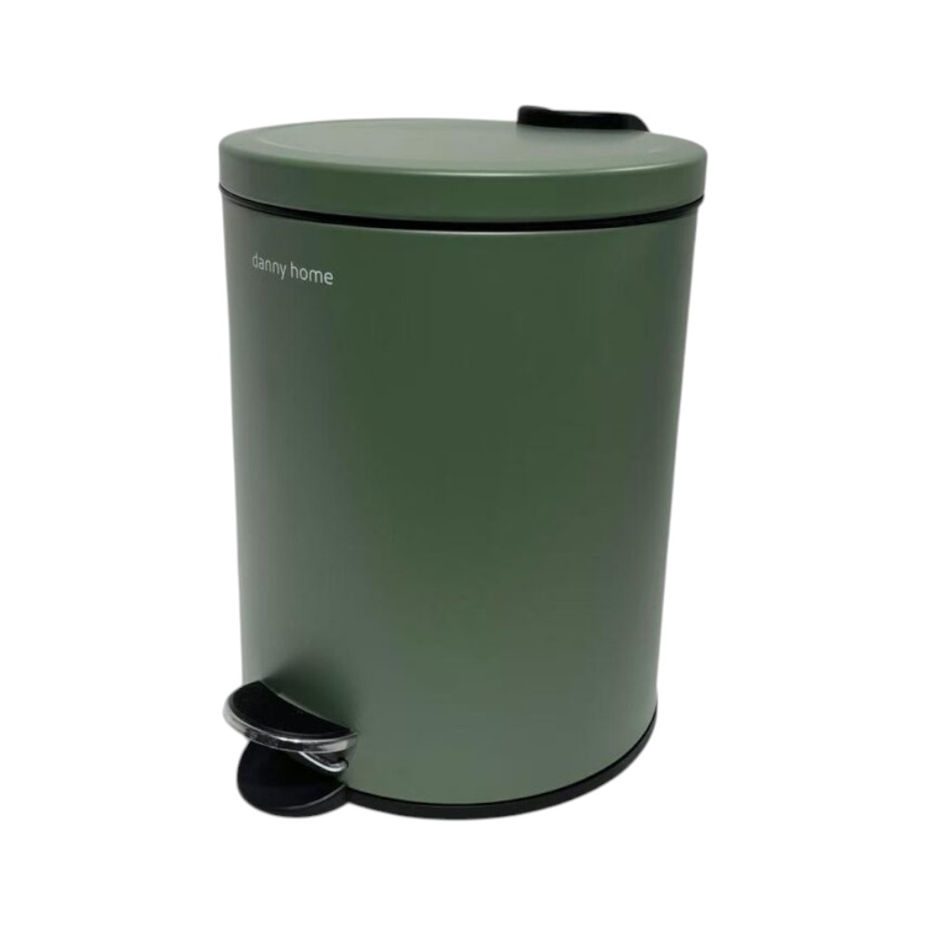 Basurero Metálico con Pedal 3 L (17×20×23 cm) – Verde Oliva