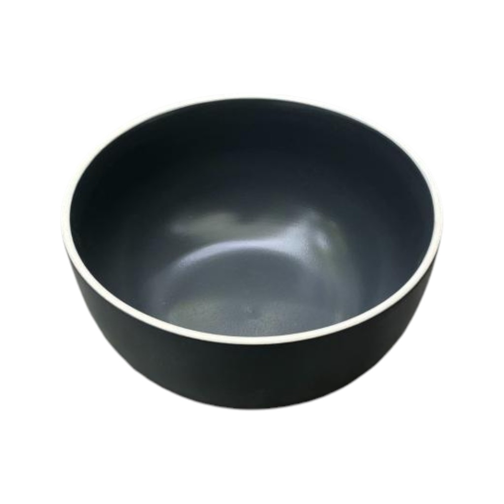 Bowl de Porcelana Gris con Borde Blanco – 9×5 cm