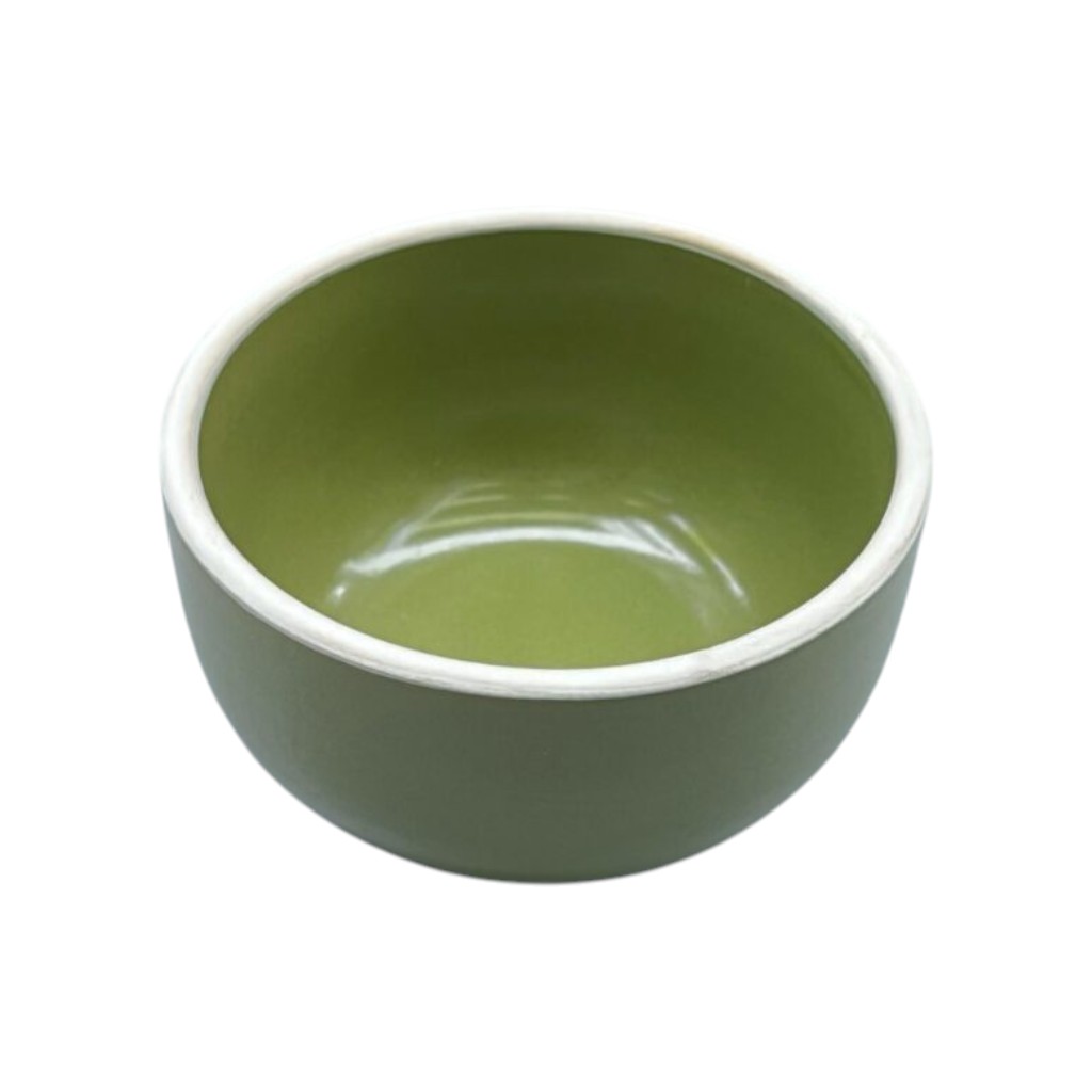 Bowl de Porcelana Verde con Borde Blanco – 9×5 cm