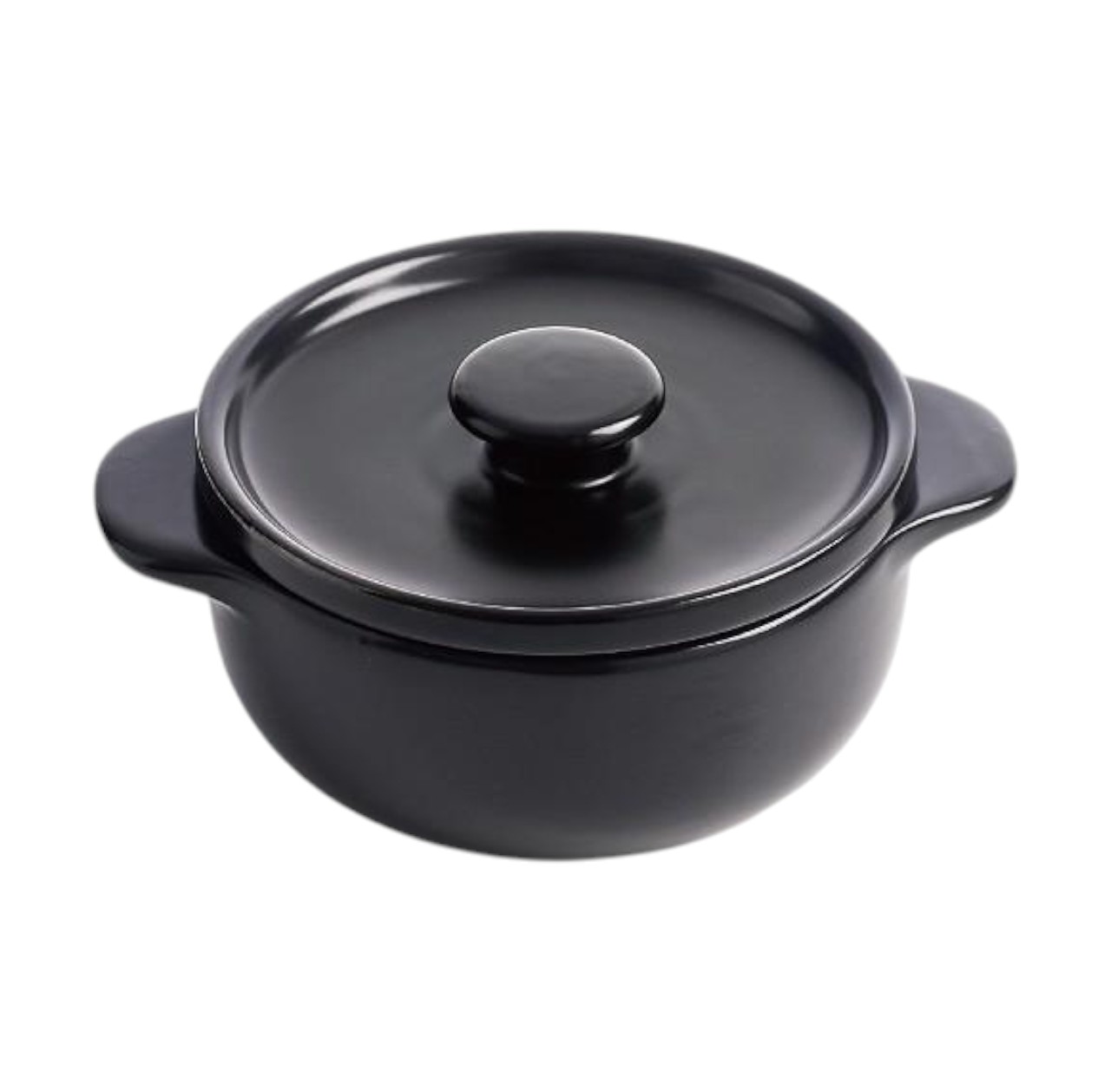 Olla de Porcelana con Tapa Negra 14x10x5 cm – Bakeware para Horno