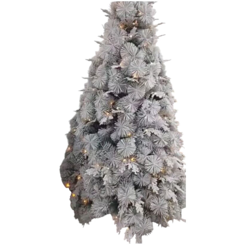 Árbol de Navidad Nevado 150 cm – 180 Puntas con Hojas de Ciprés y Agujas de Pino Base de Metal