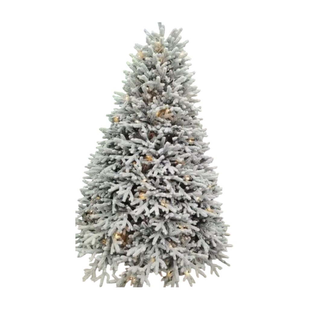 Árbol de Navidad Nevado 210 cm – 950 Puntas con Luces 11 Funciones Base de Metal – Árbol Flocked Premium