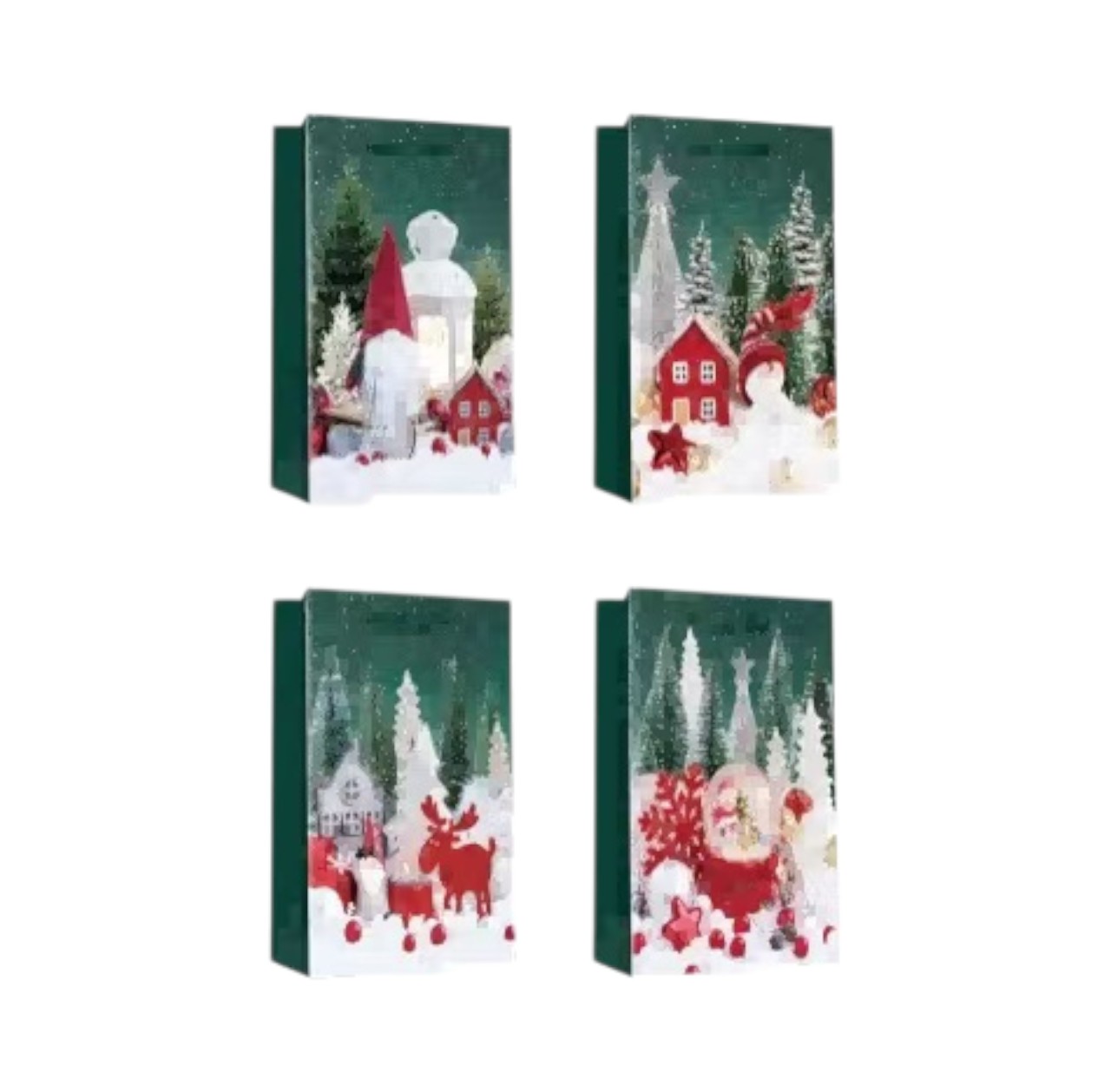 Bolsa de Regalo Navideña con Brillo 14 x 17 x 7 cm Diseño con Escarcha