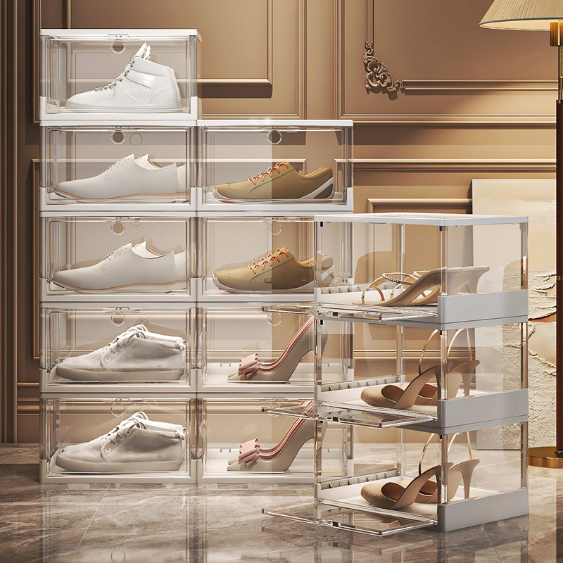 Caja de Zapatos Plegable Transparente con Cierre Magnético