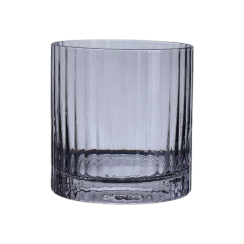 Set de 2 Vasos de Vidrio Estriado (8 cm) – Gris