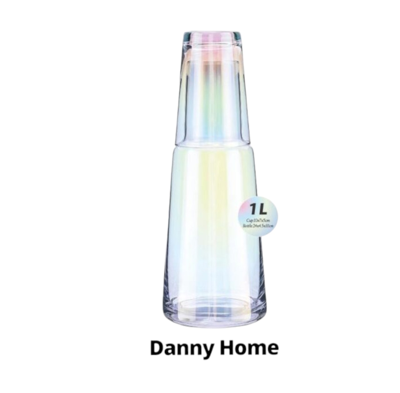 Botella de Vidrio 1 Litro 24x5x10 cm con Vaso 10x7x5 cm – Danny Home