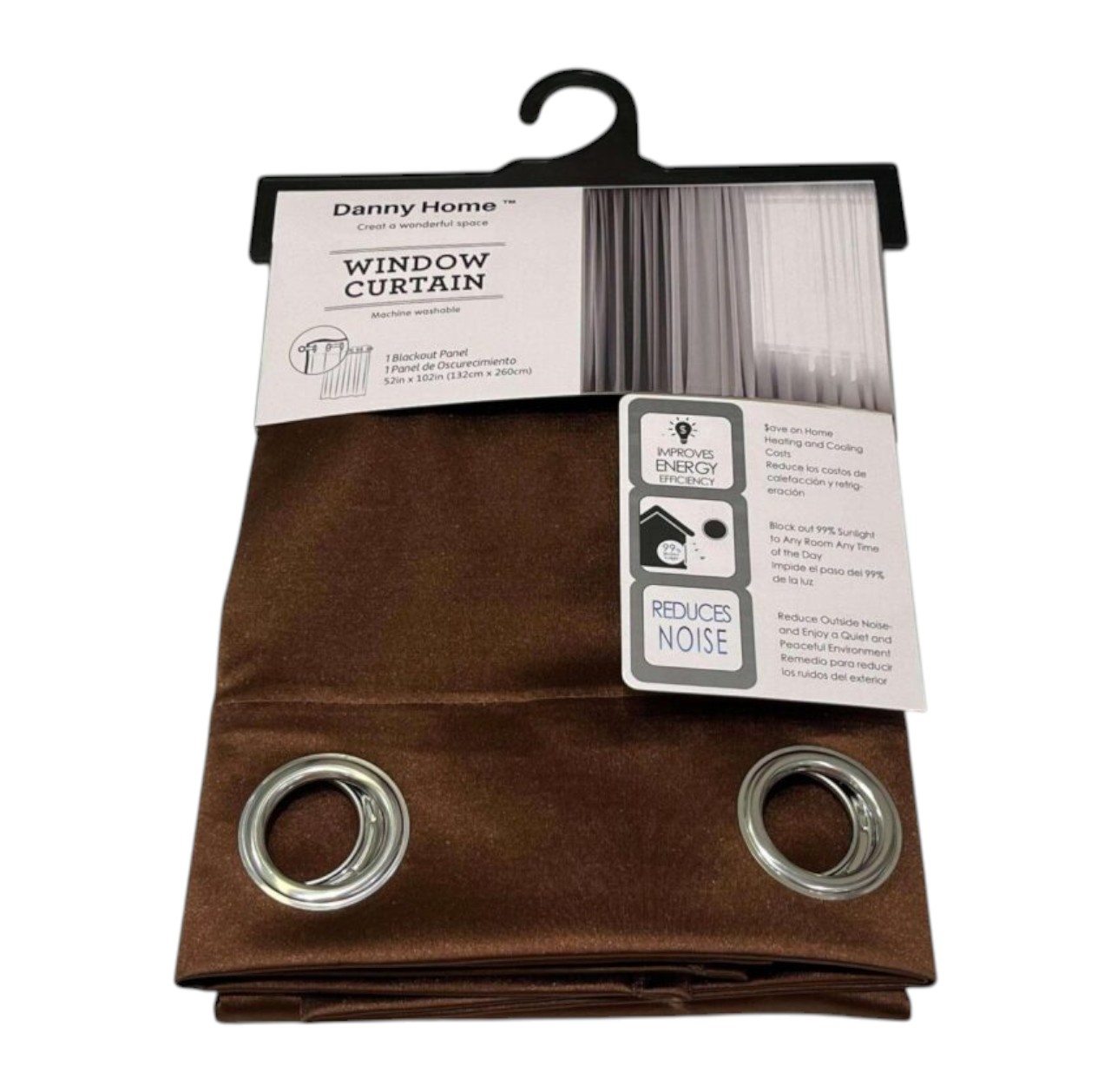 Cortinas Decorativas 260×132 cm Marrón – Cortina para Living, Dormitorio y Ventanas